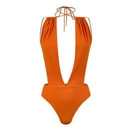 Saint Laurent Backless V Halter Swimsuit