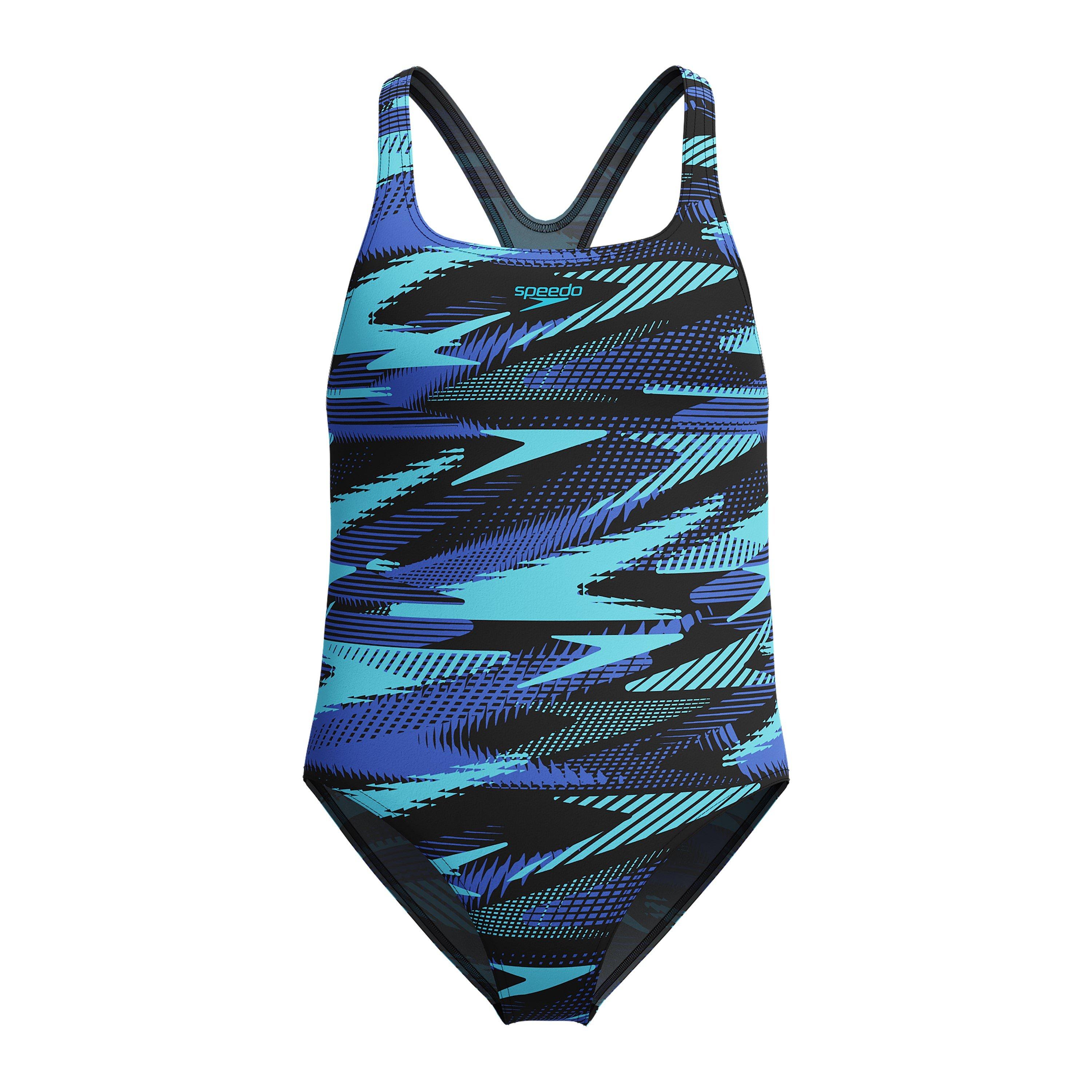 Speedo Girls Kids' All Over One Piece Swimsuit - Cobalt Pop - 7-8 (S)