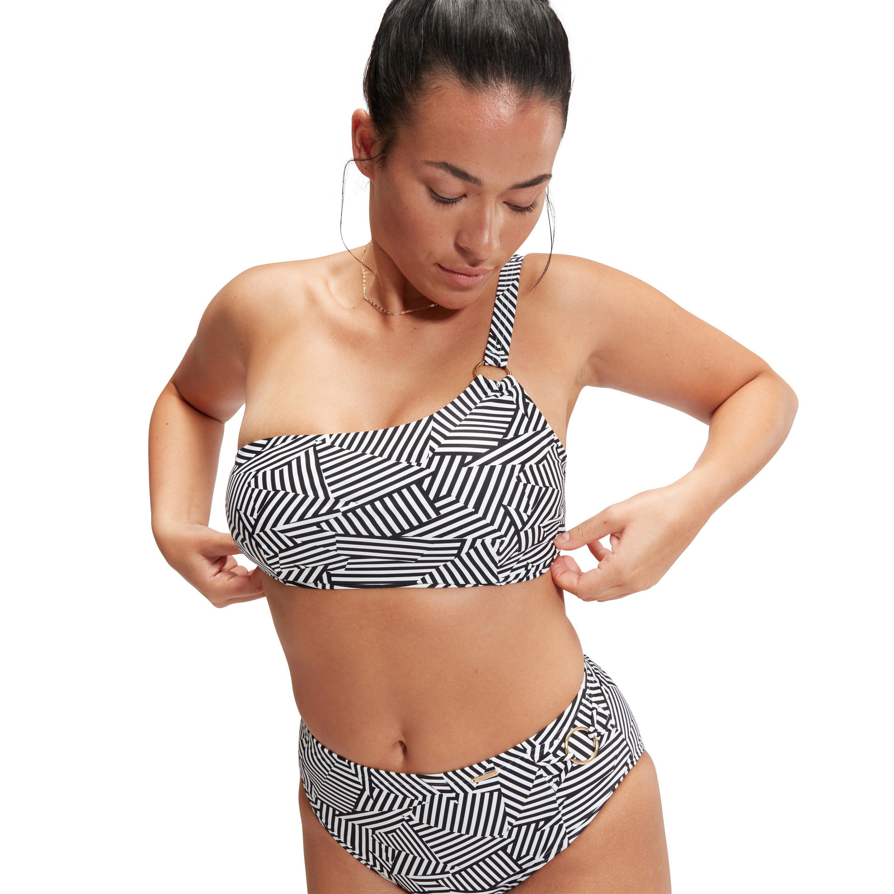Black/Whit - Speedo - Performance Asymmetric Bikini Top - 3