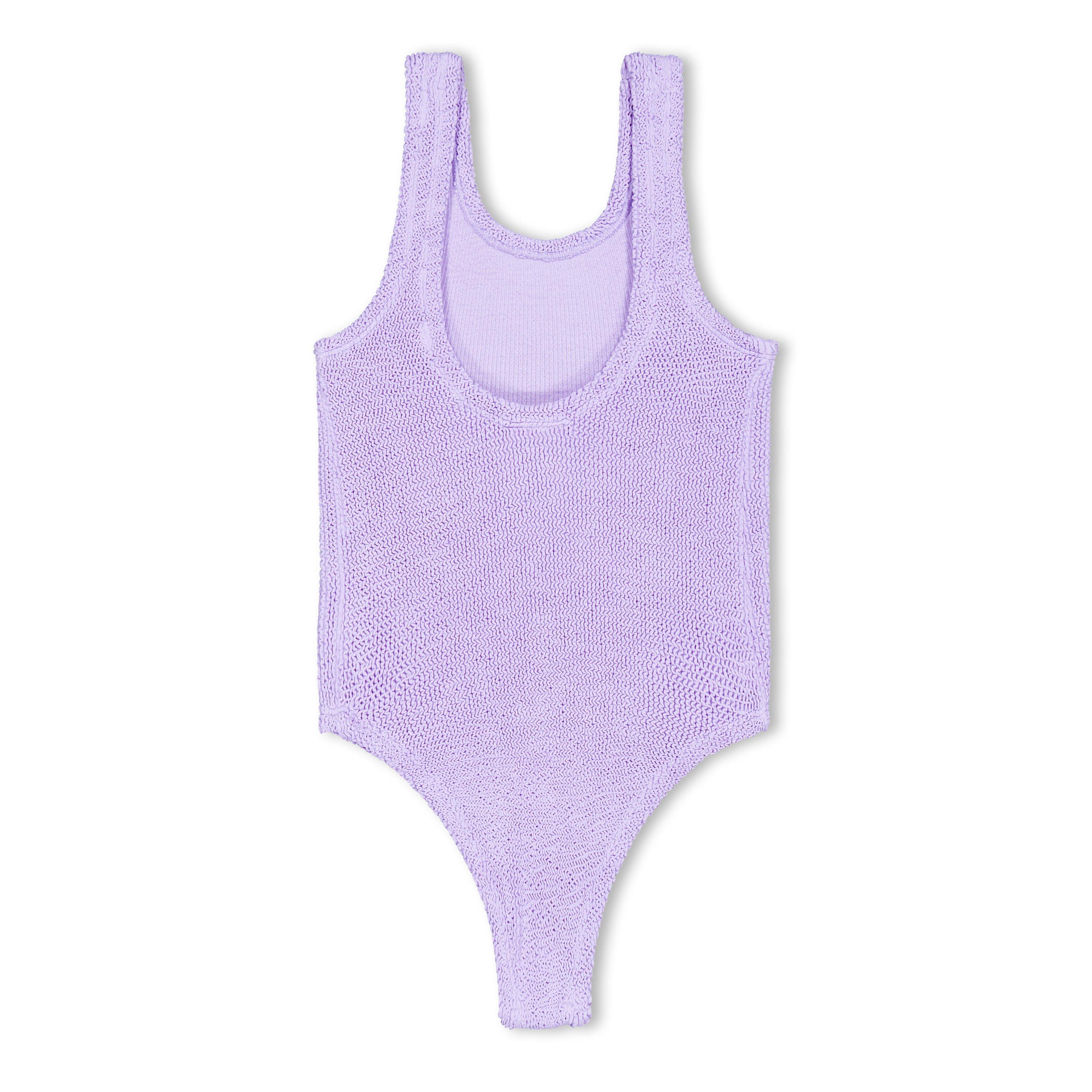 Lilac - Hunza G - Kids' Classic Swim Scoop Neck Swimsuit - 2