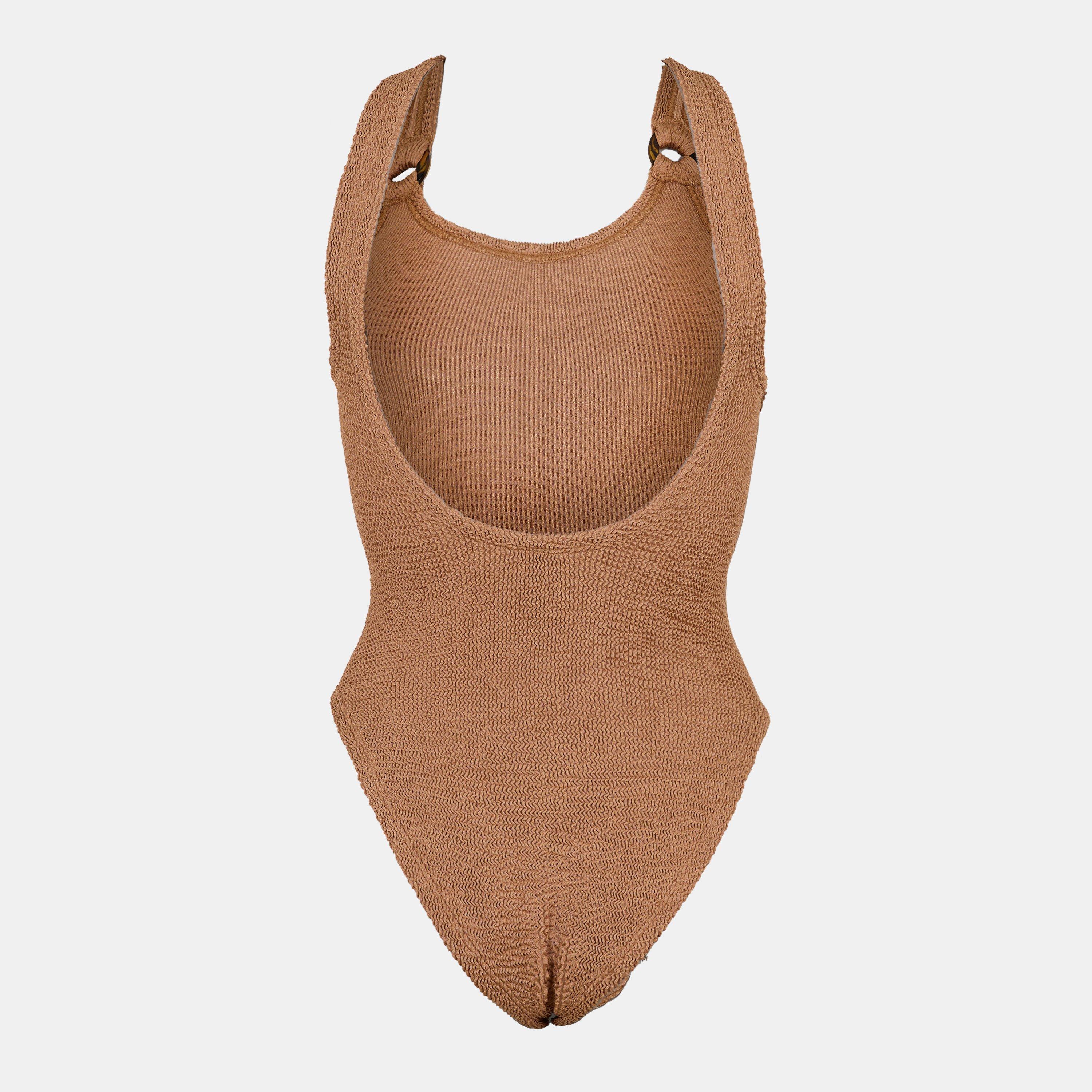  Metallic Cocoa - Hunza G - Women's Domino Swim One Piece Swimsuit - 2