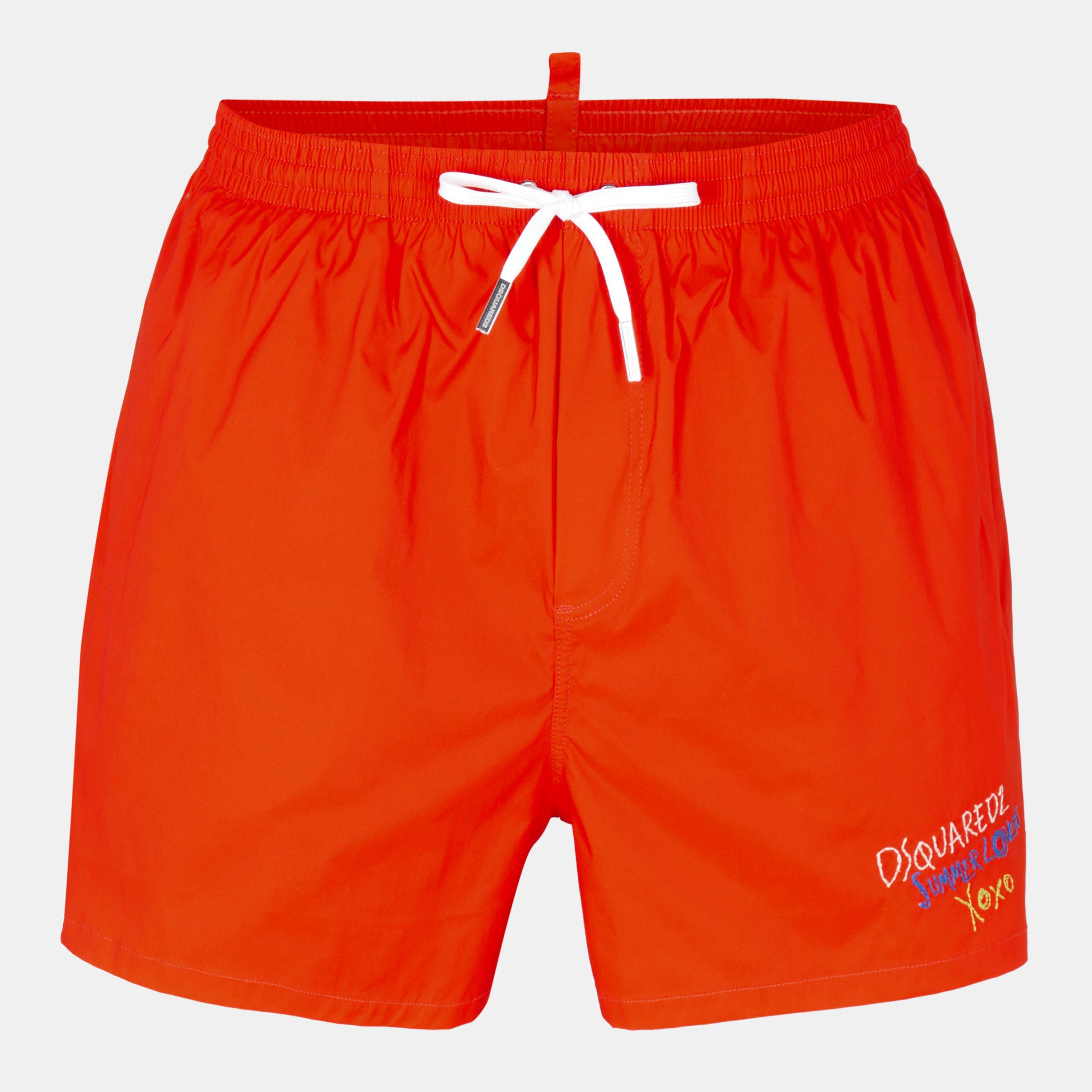 Coral - DSquared2 - Men's DSQ Logo Quick Dry Swim Shorts - 1