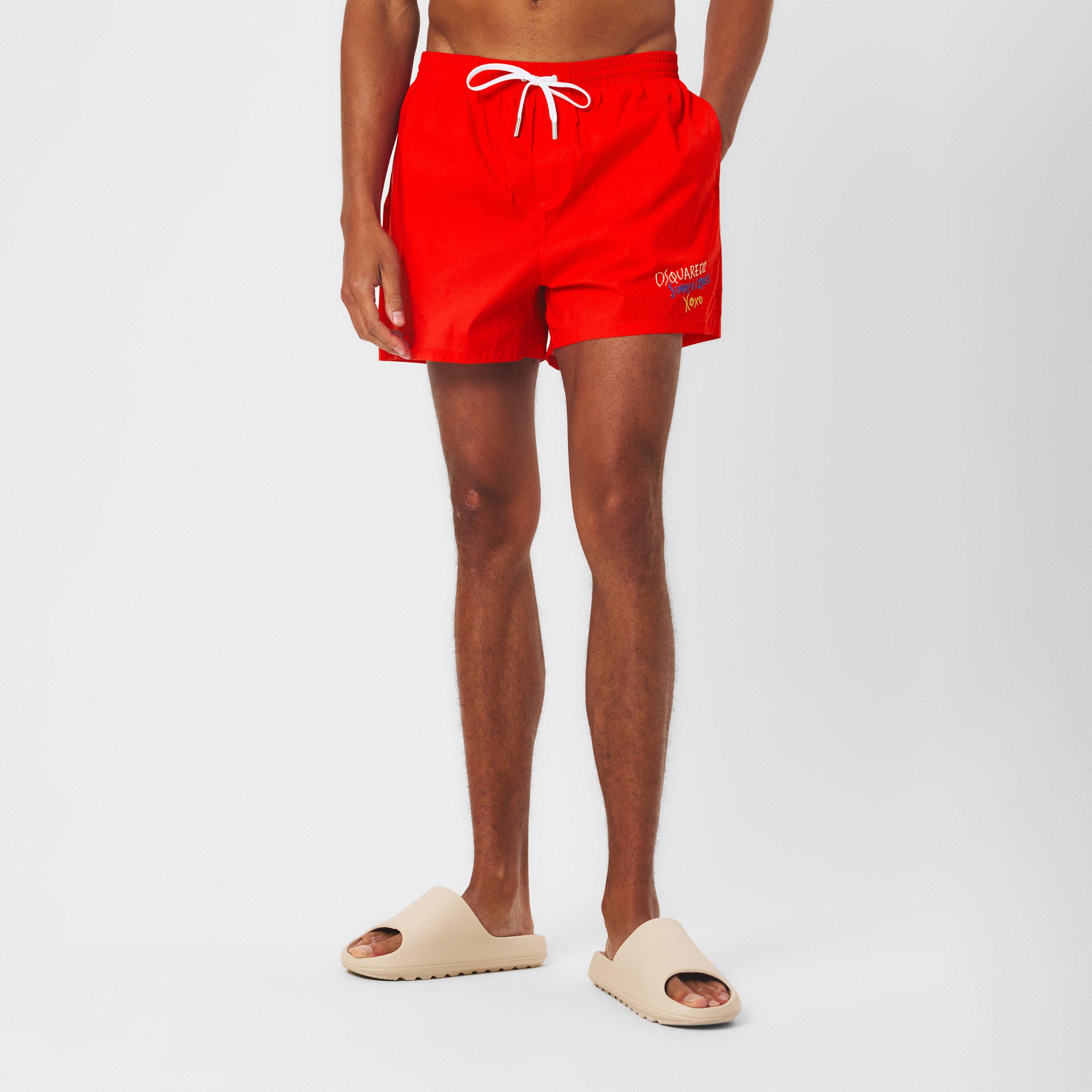 Coral - DSquared2 - Men's DSQ Logo Quick Dry Swim Shorts - 3