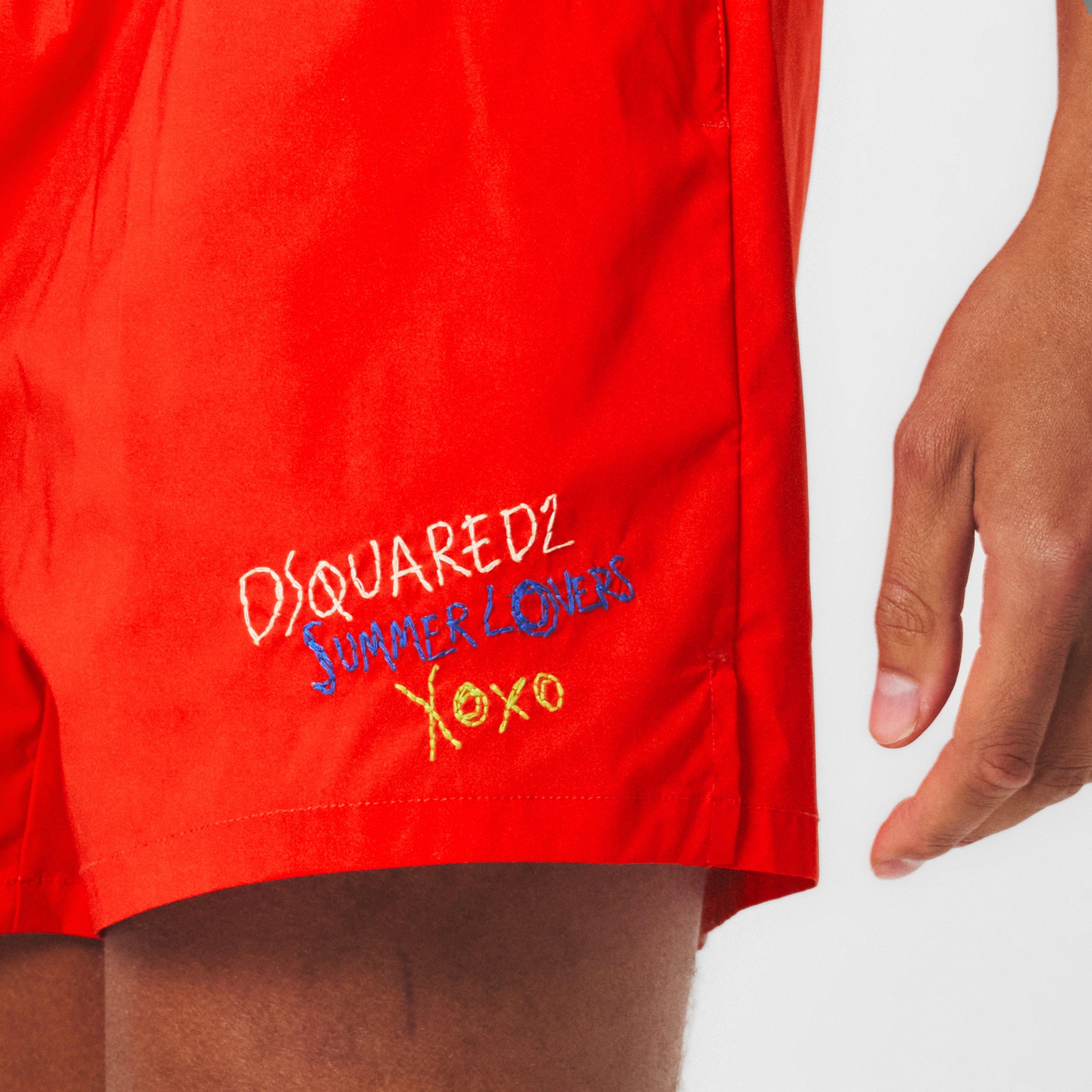 Coral - DSquared2 - Men's DSQ Logo Quick Dry Swim Shorts - 5