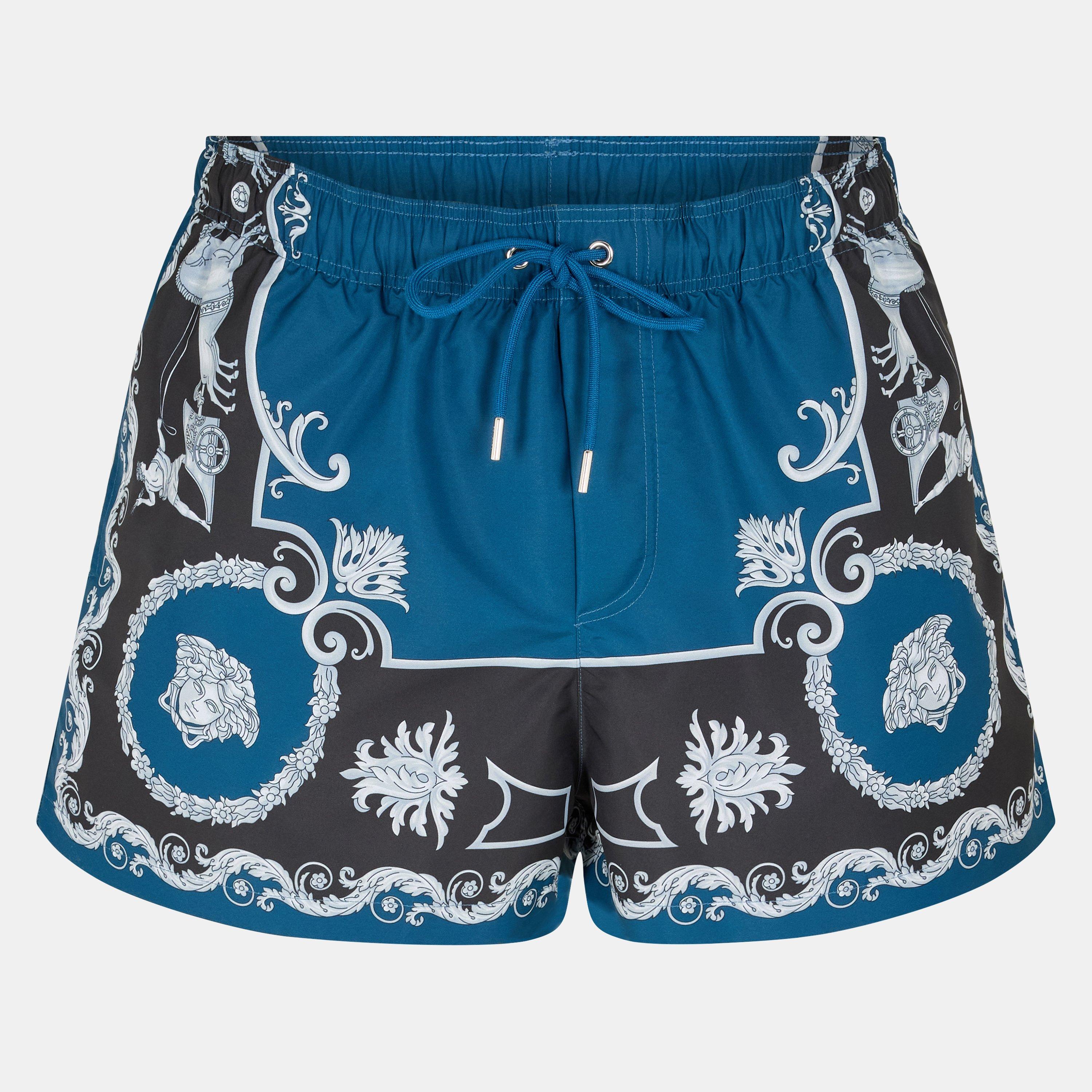 Versace Men's BaroqSwShort Swim Shorts - Black/Petrol