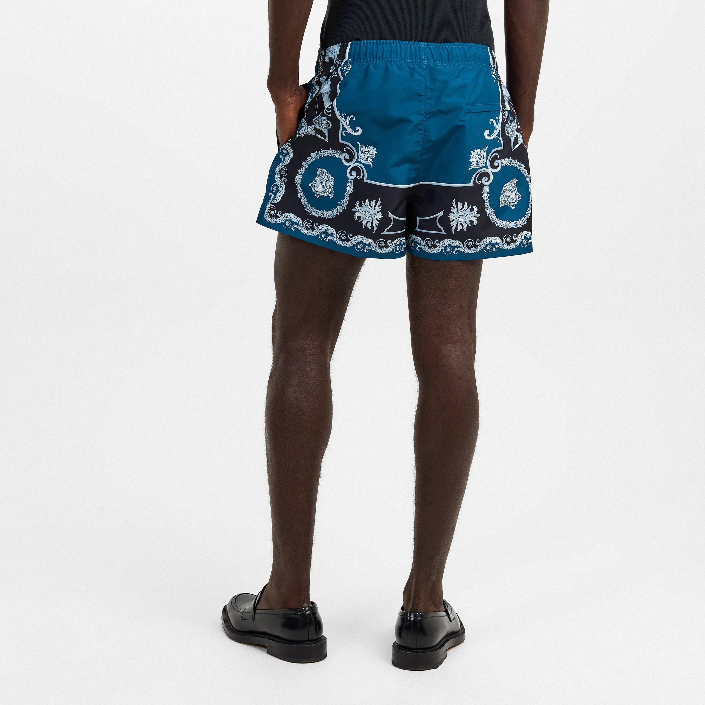 Black/Petrol - Versace - Men's BaroqSwShort Swim Shorts - 4