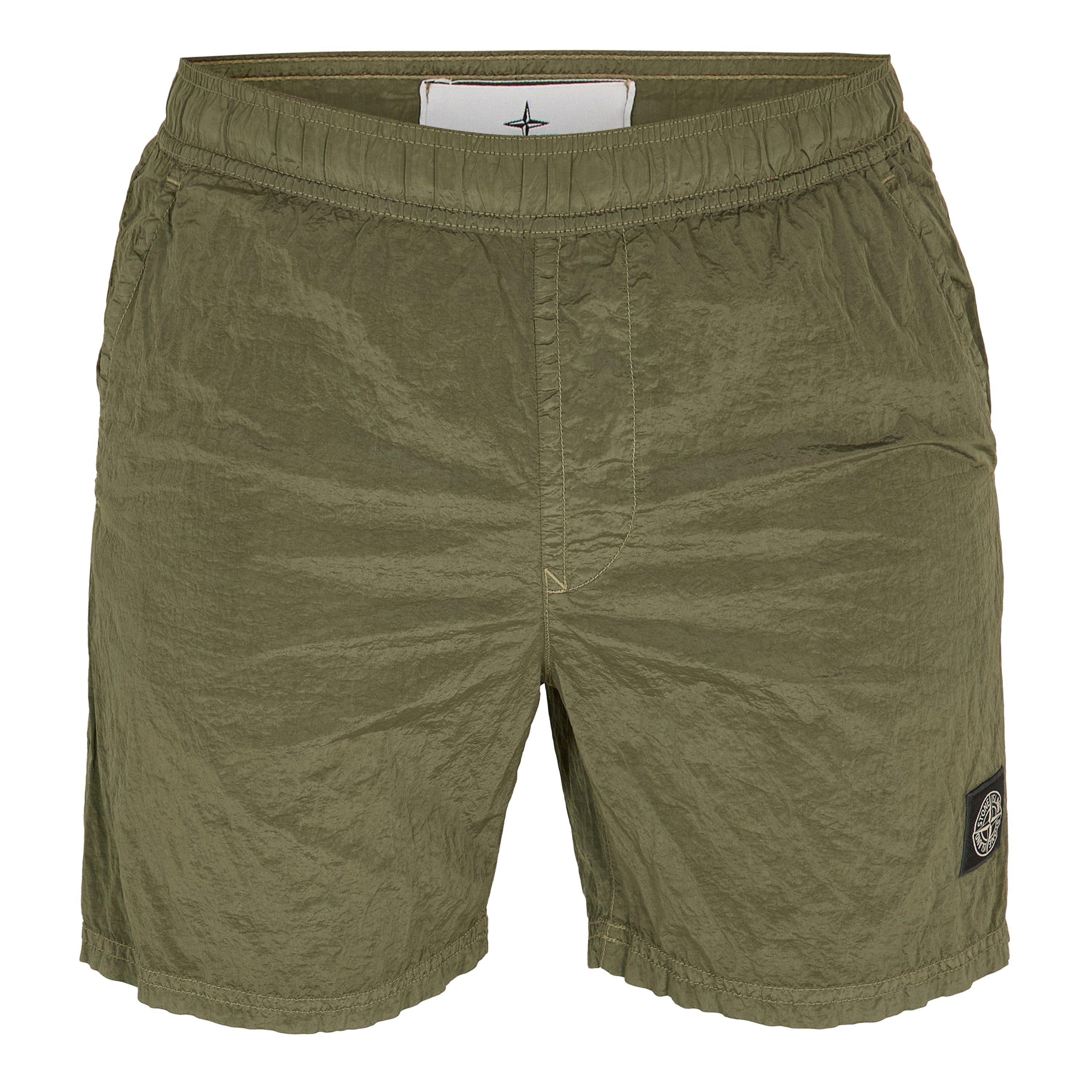 Stone Island Men's Iridescent Nylon Swim Trunks - Mil Green V005G - S