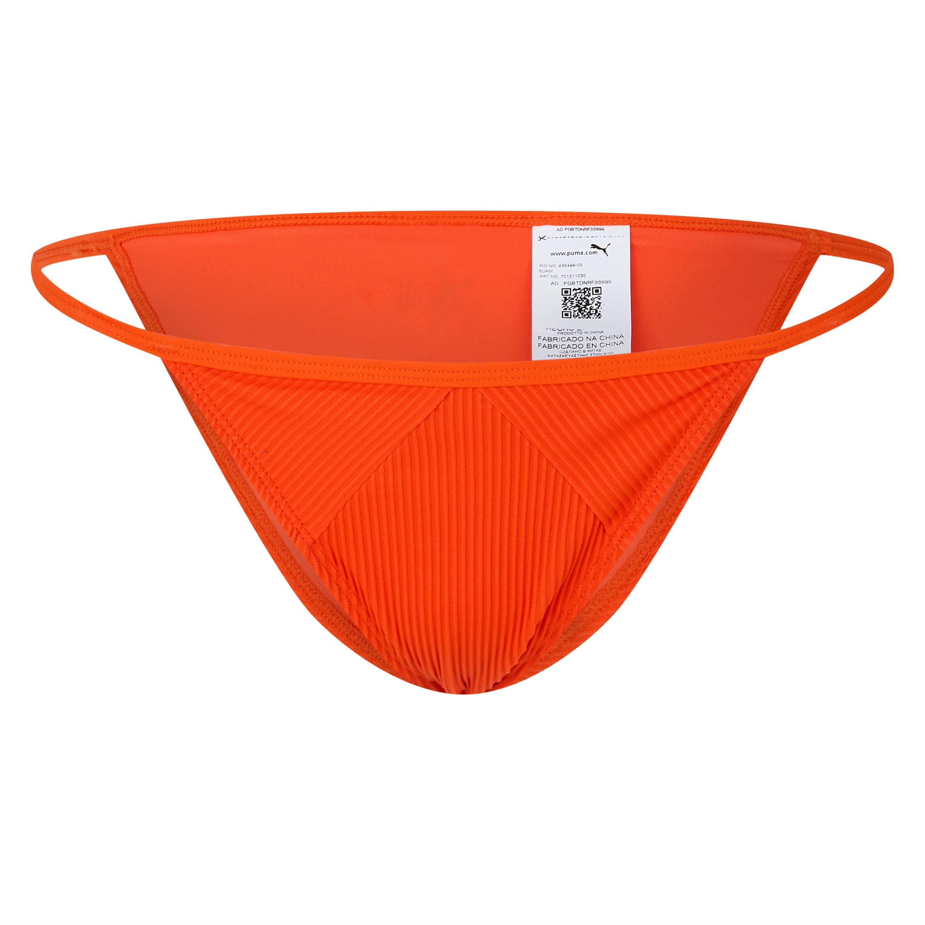 Red Combo - Puma - Women's Seamless Ribbed Tanga Bikini Bottom - 1