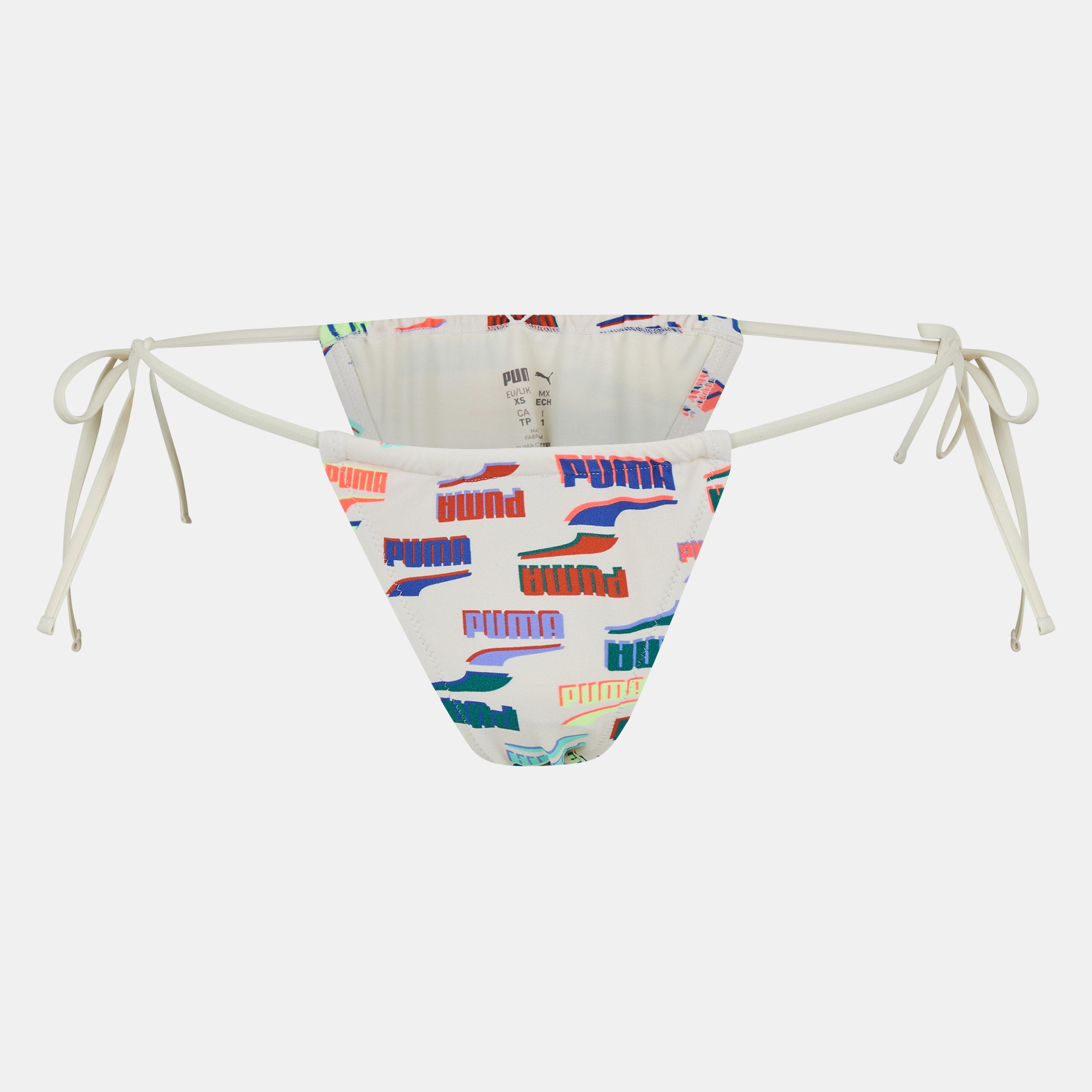 Puma Women's String Tanga Bikini Bottom - White Combo - 8 (XS)
