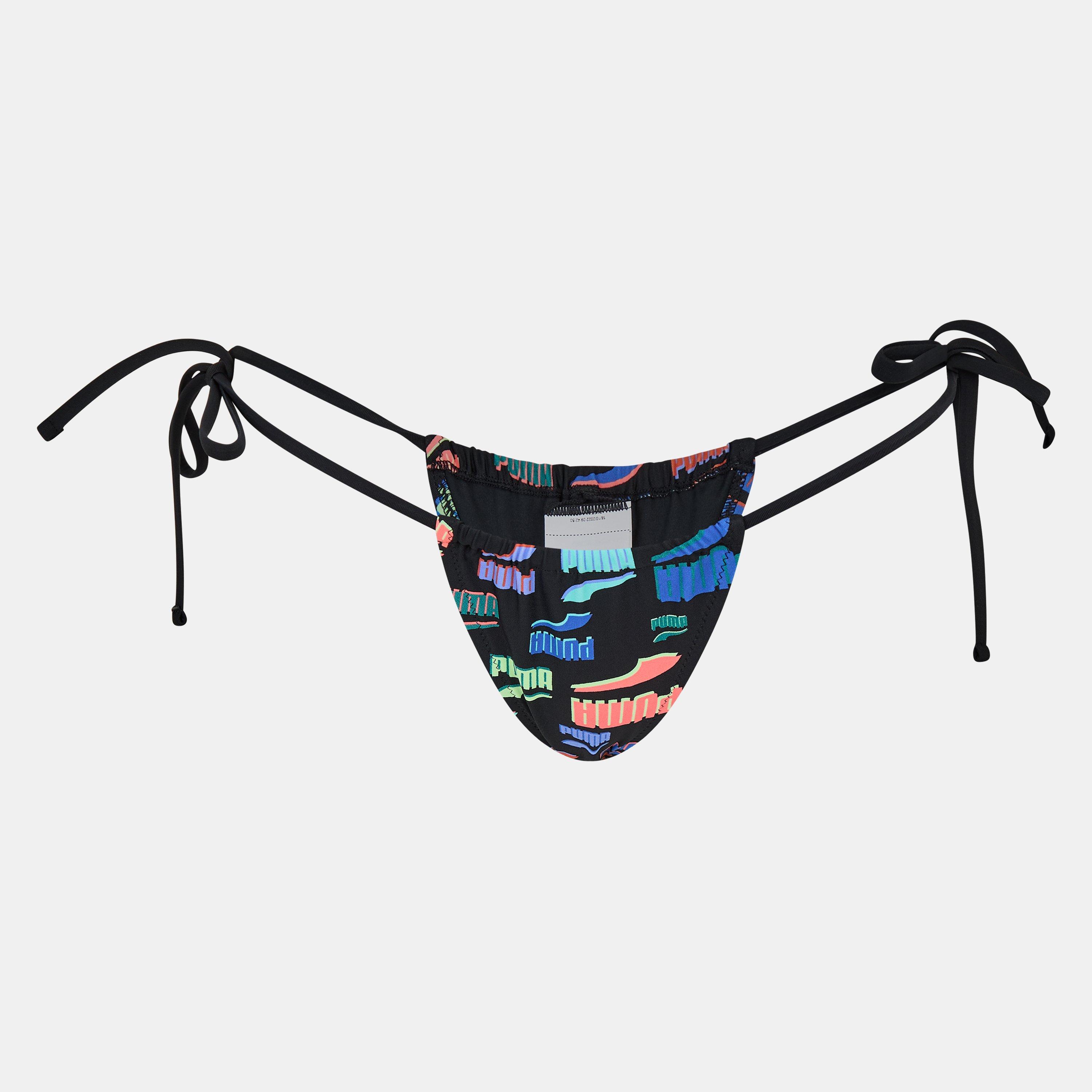 Puma Women's String Tanga Bikini Bottom - Black Combo - 12 (M)