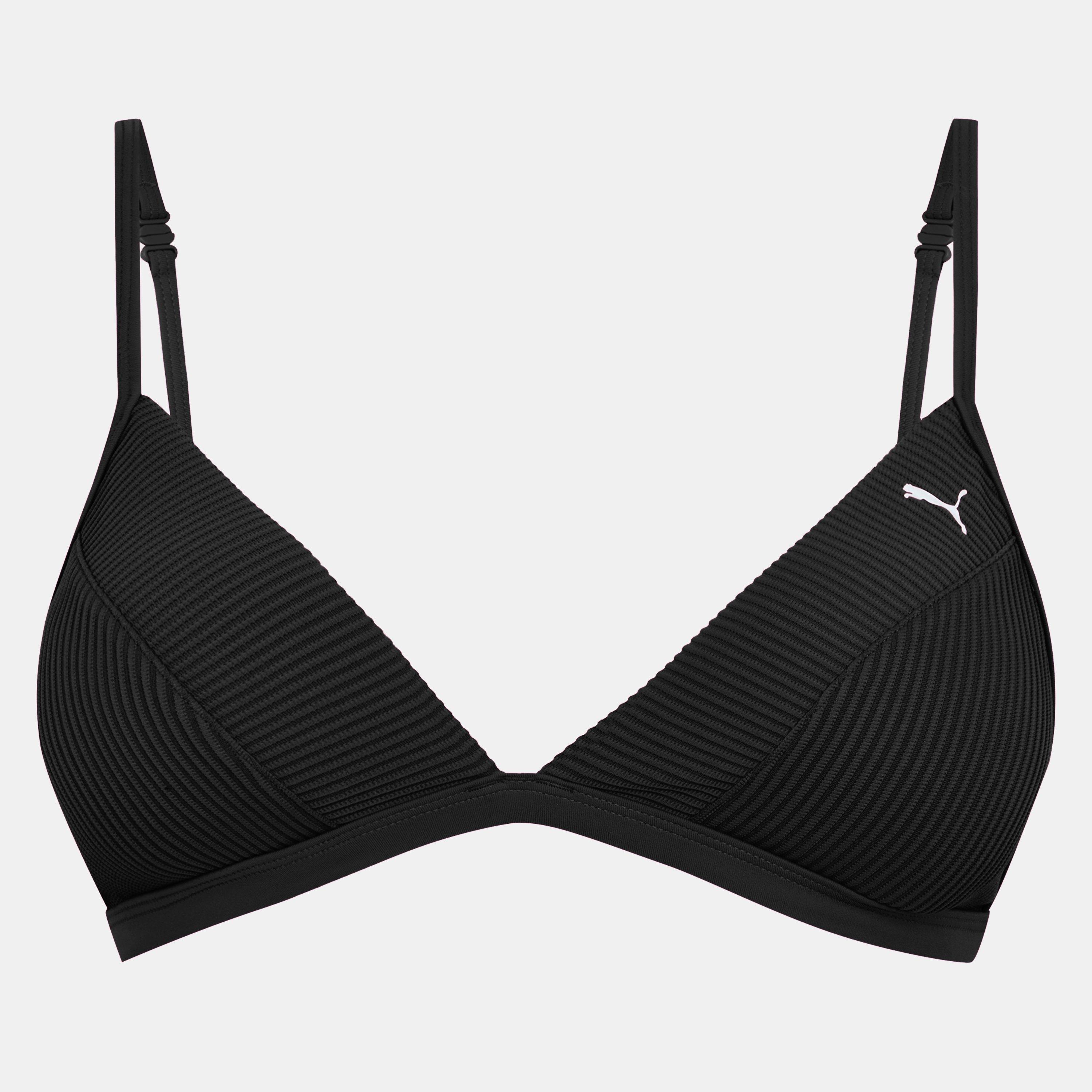 Puma Women's Ribbed Triangle Bikini - Black Combo - 8 (XS)