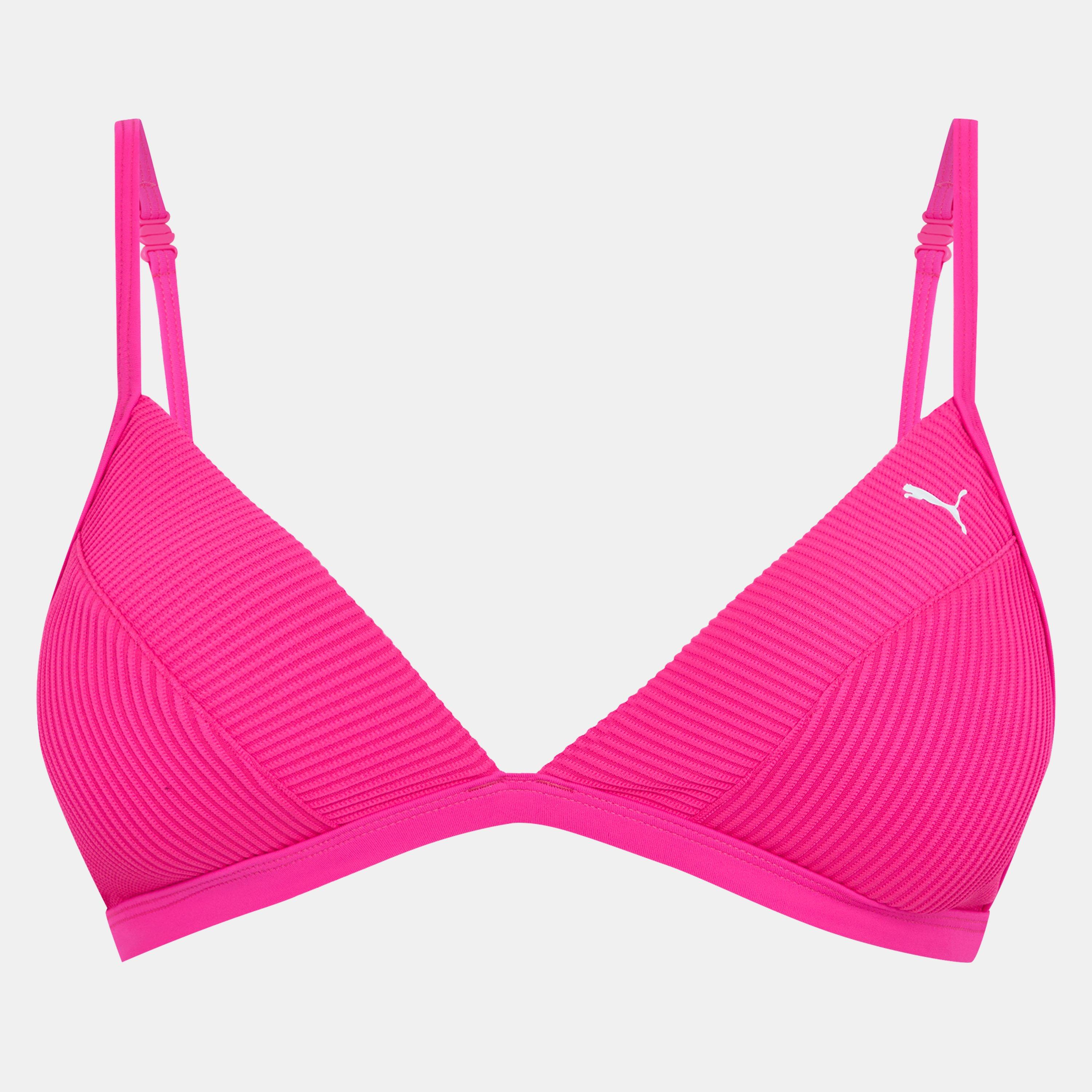 Puma Women's Ribbed Triangle Bikini - Neon Pink - 8 (XS)