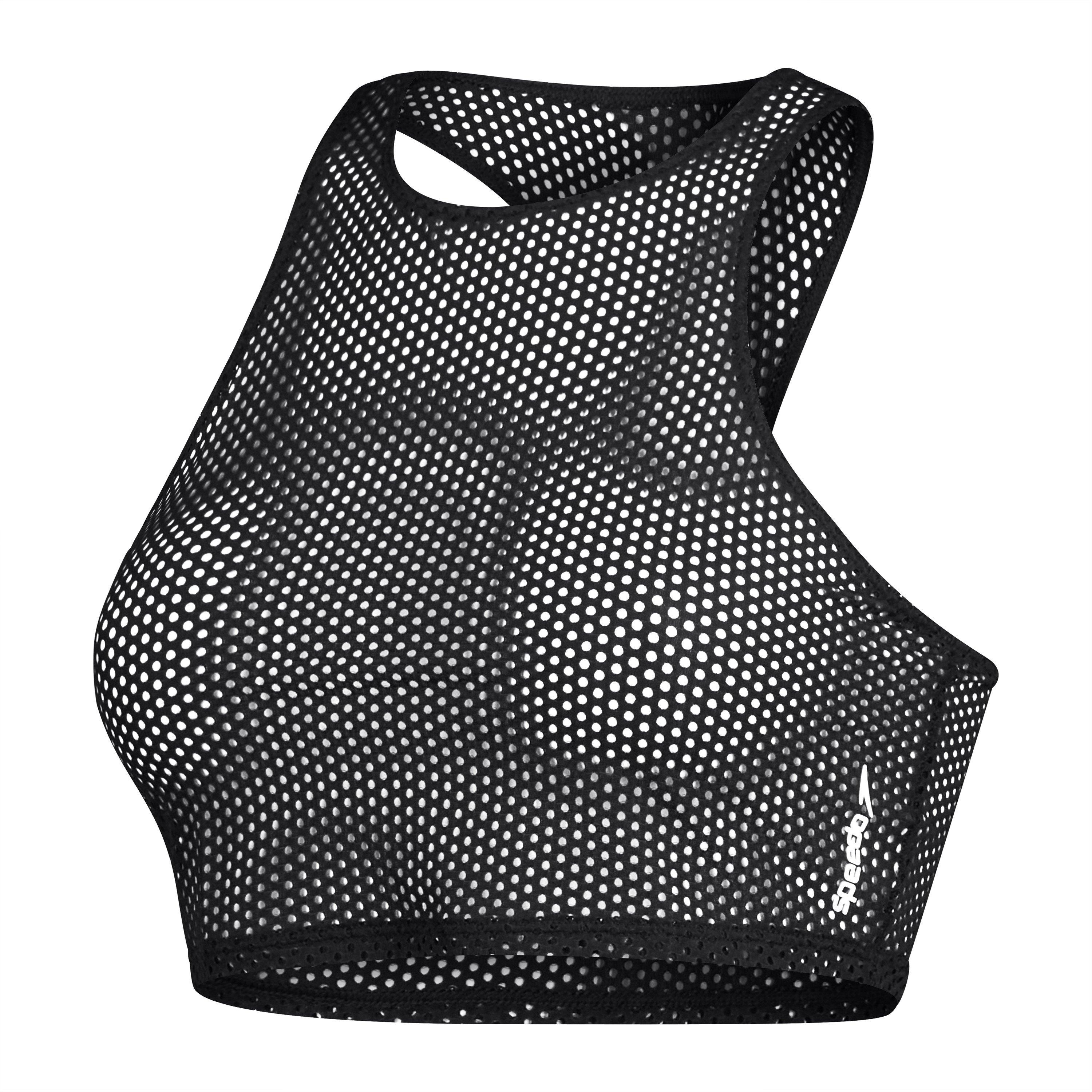Speedo Women's Mesh Crop Top Bikini - Grey - 10 (S)