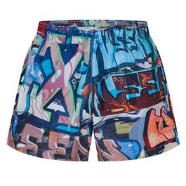 Off White Men's Neen Swim Short, All-over Graffiti Print