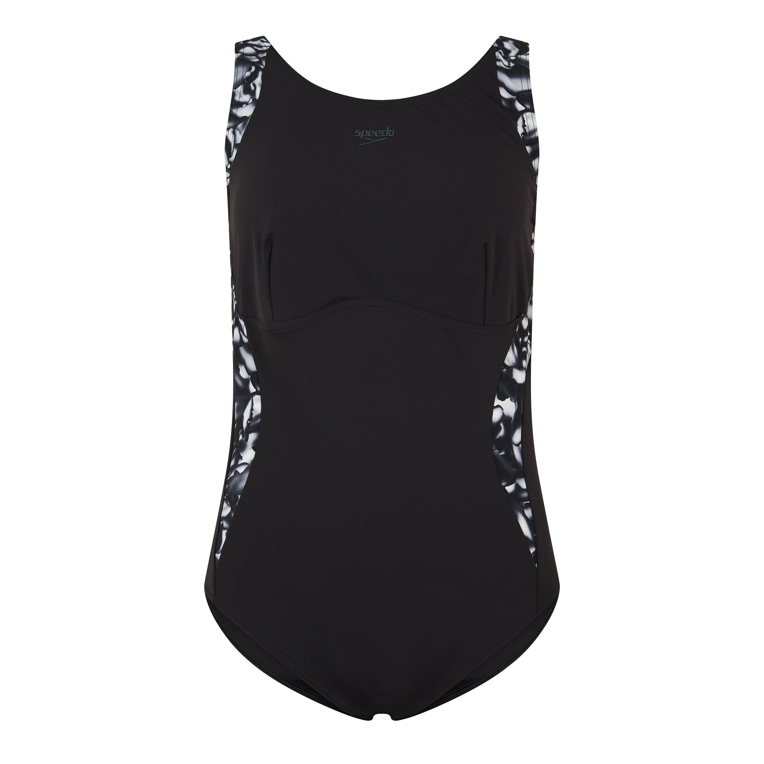 Speedo Women's One Piece Swimsuit - Black/Wh - 40 (2XL)