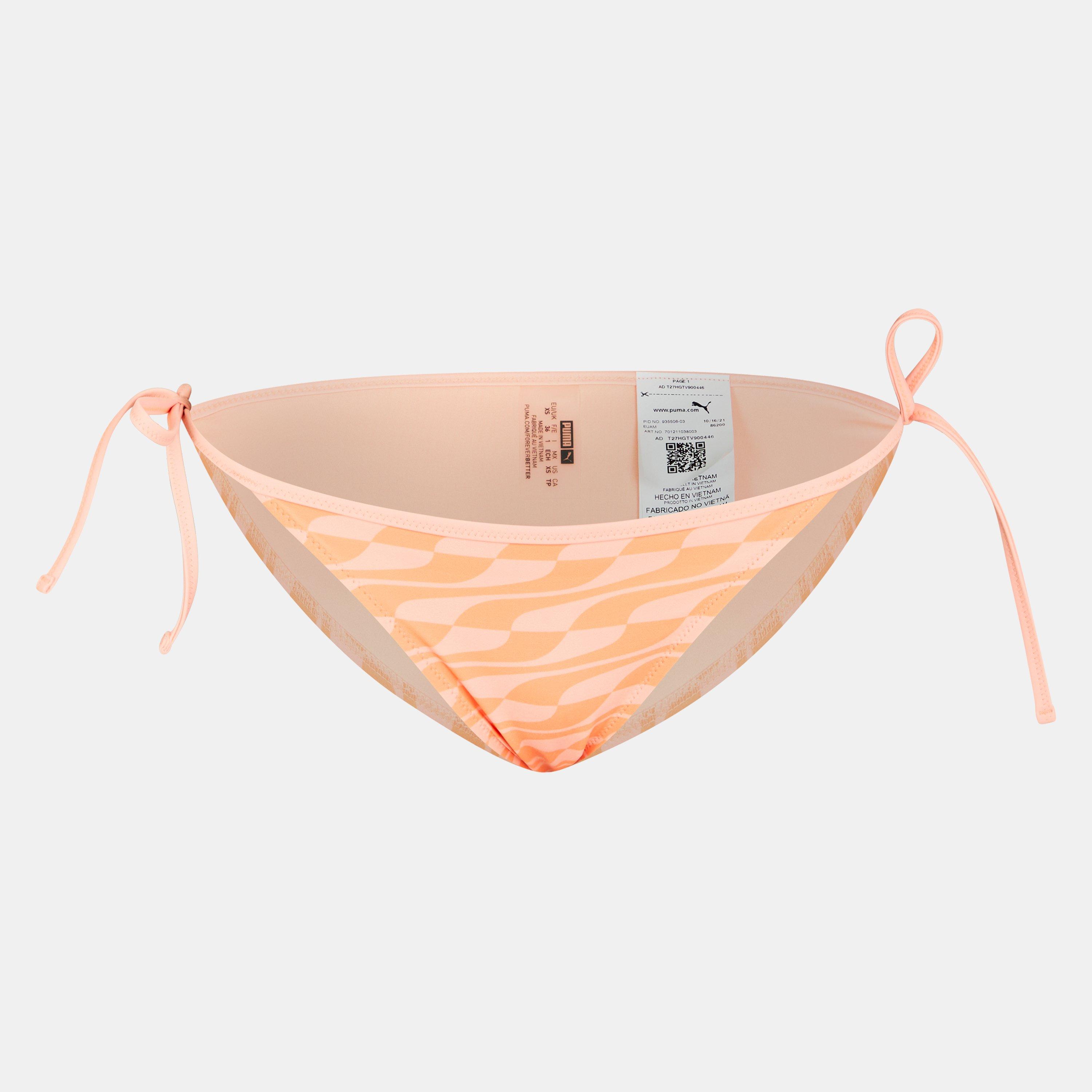 Puma Women's Tie Side Bikini Bottom - Peach Combo - 14 (L)