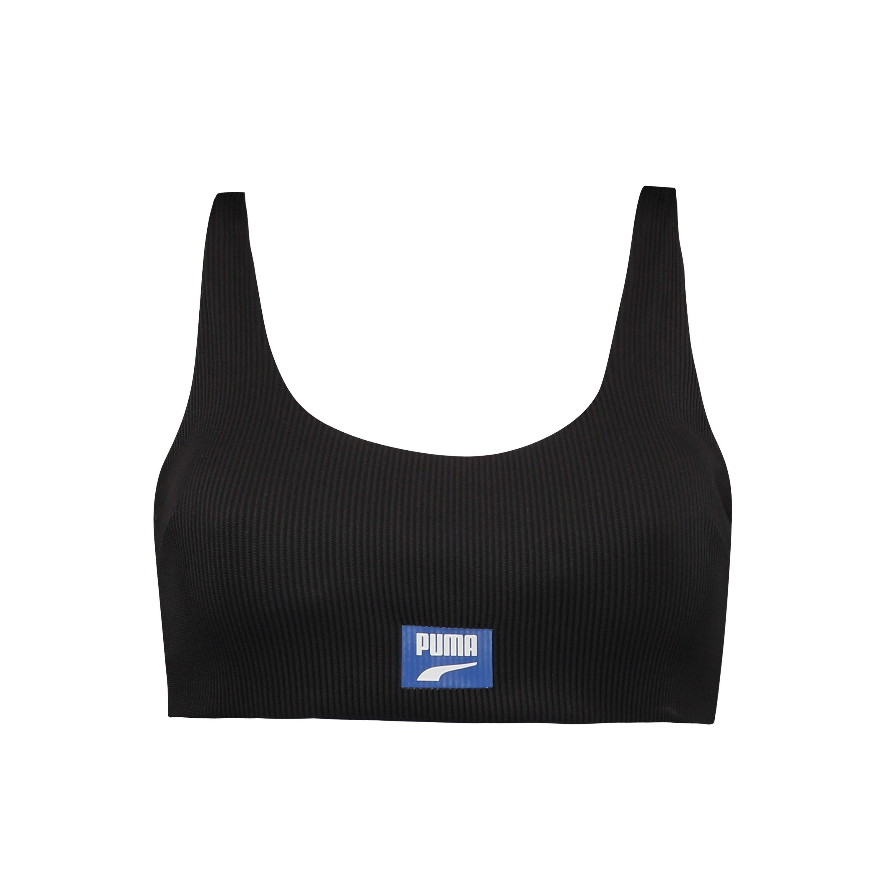 Black Combo - Puma - Women's Ribbed Scoop Neck Swimsuit - 1