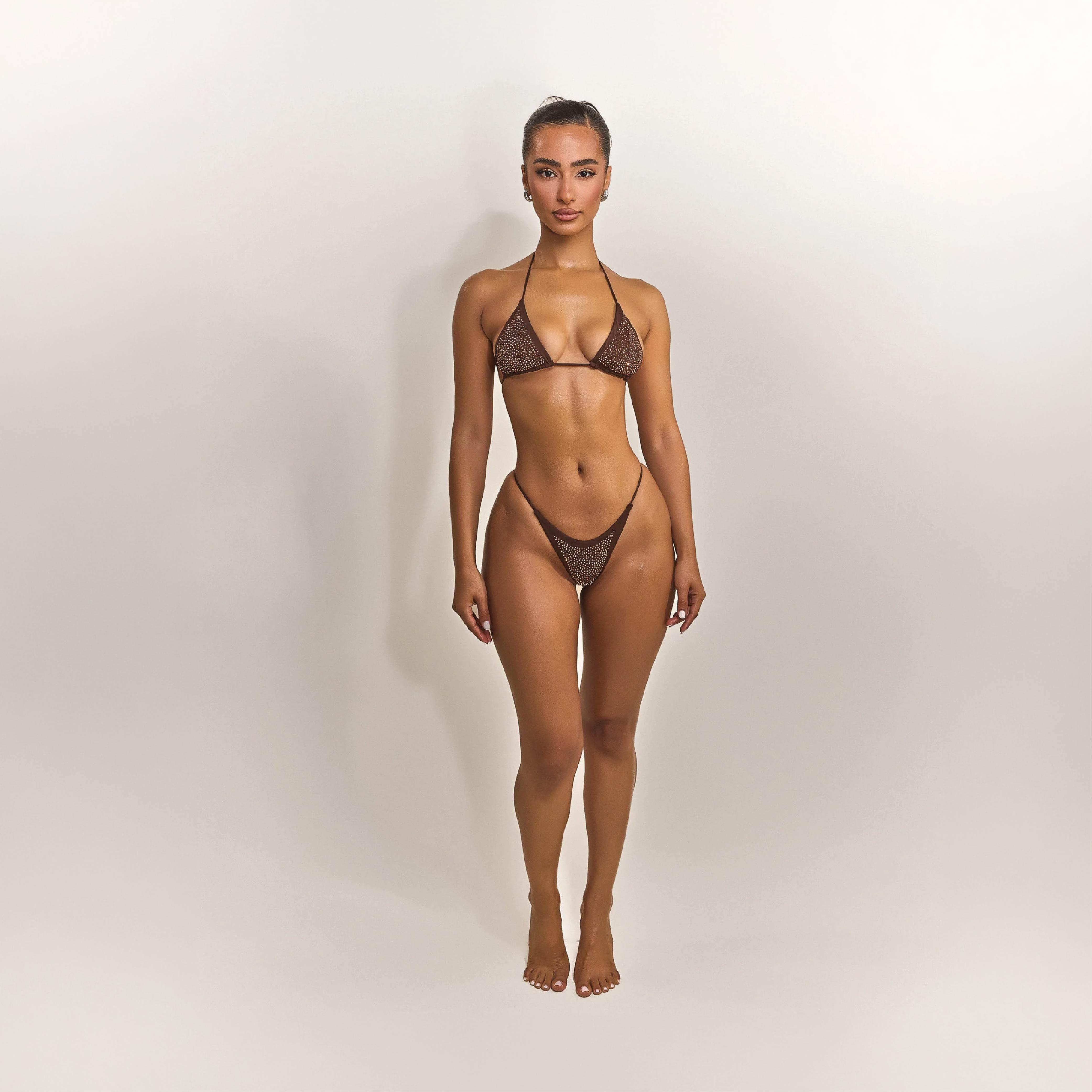 Chocolate - Mars The Label - Women's Rhinestone Bikini Set - 6
