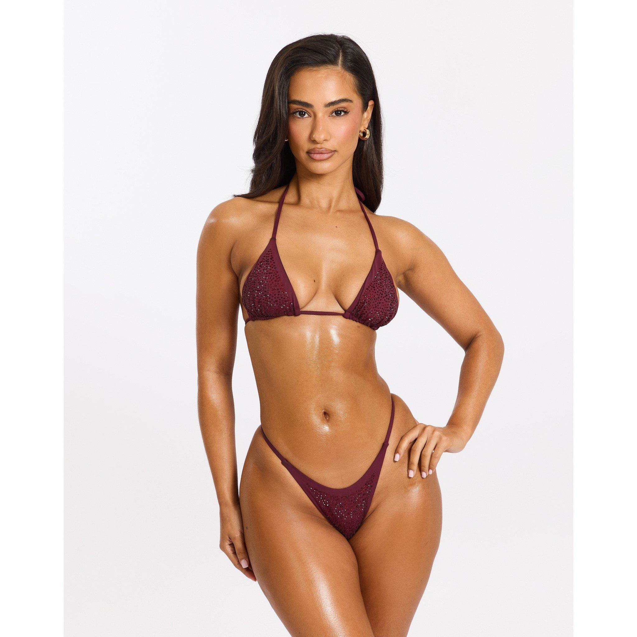 Wine - Mars The Label - Women's Rhinestone Bikini Set - 2