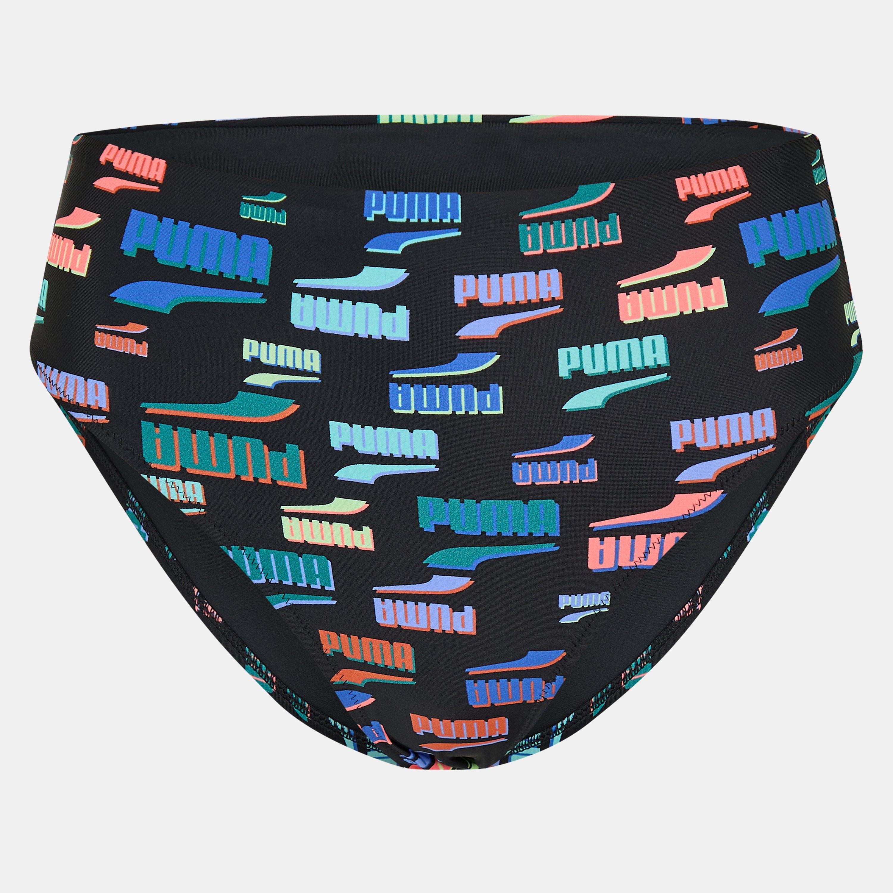 Puma Women's Printed High Waisted Bikini Bottom - Black Combo - 16 (XL)