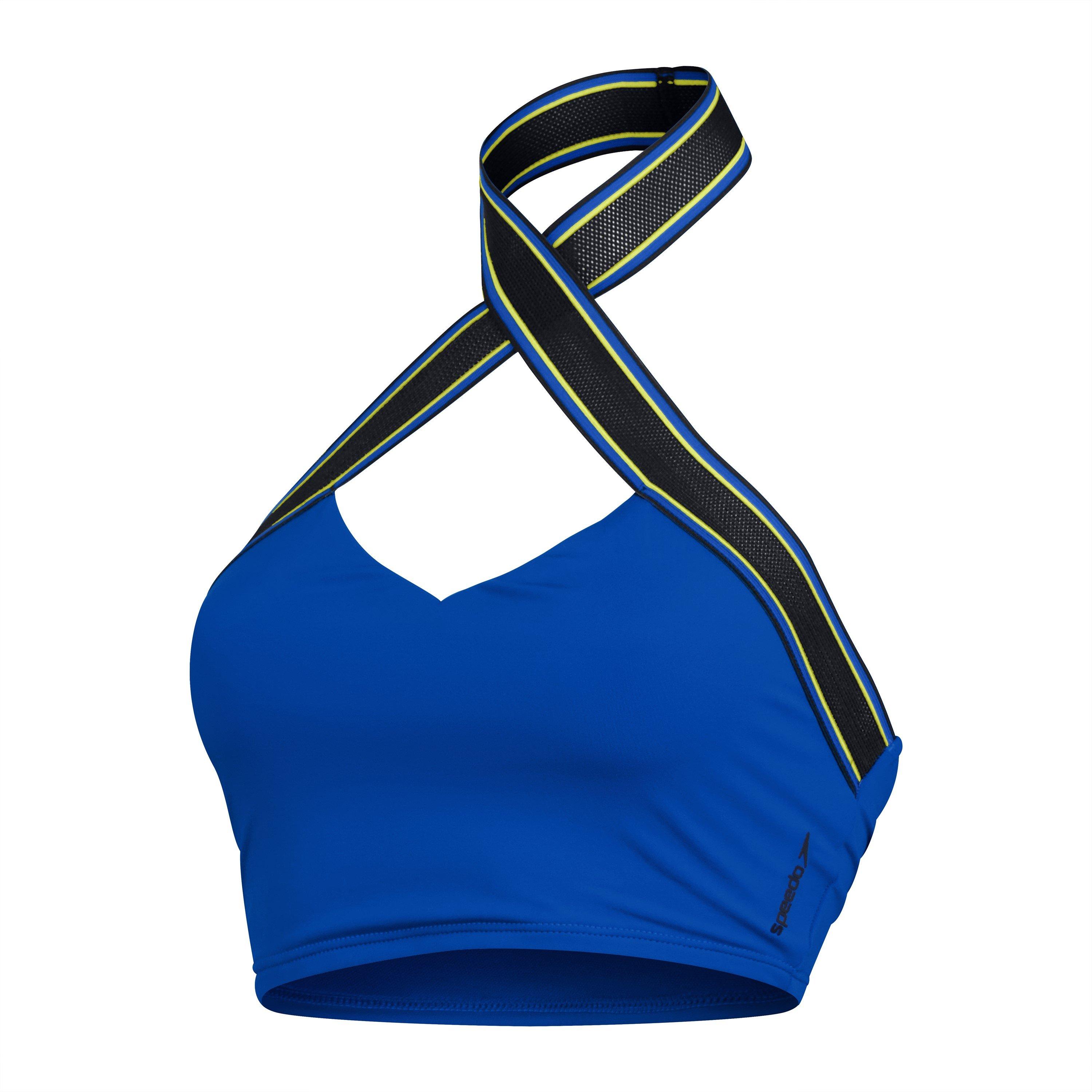 Speedo Women's Halter Crop Top Bikini - Blue - 16 (XL)