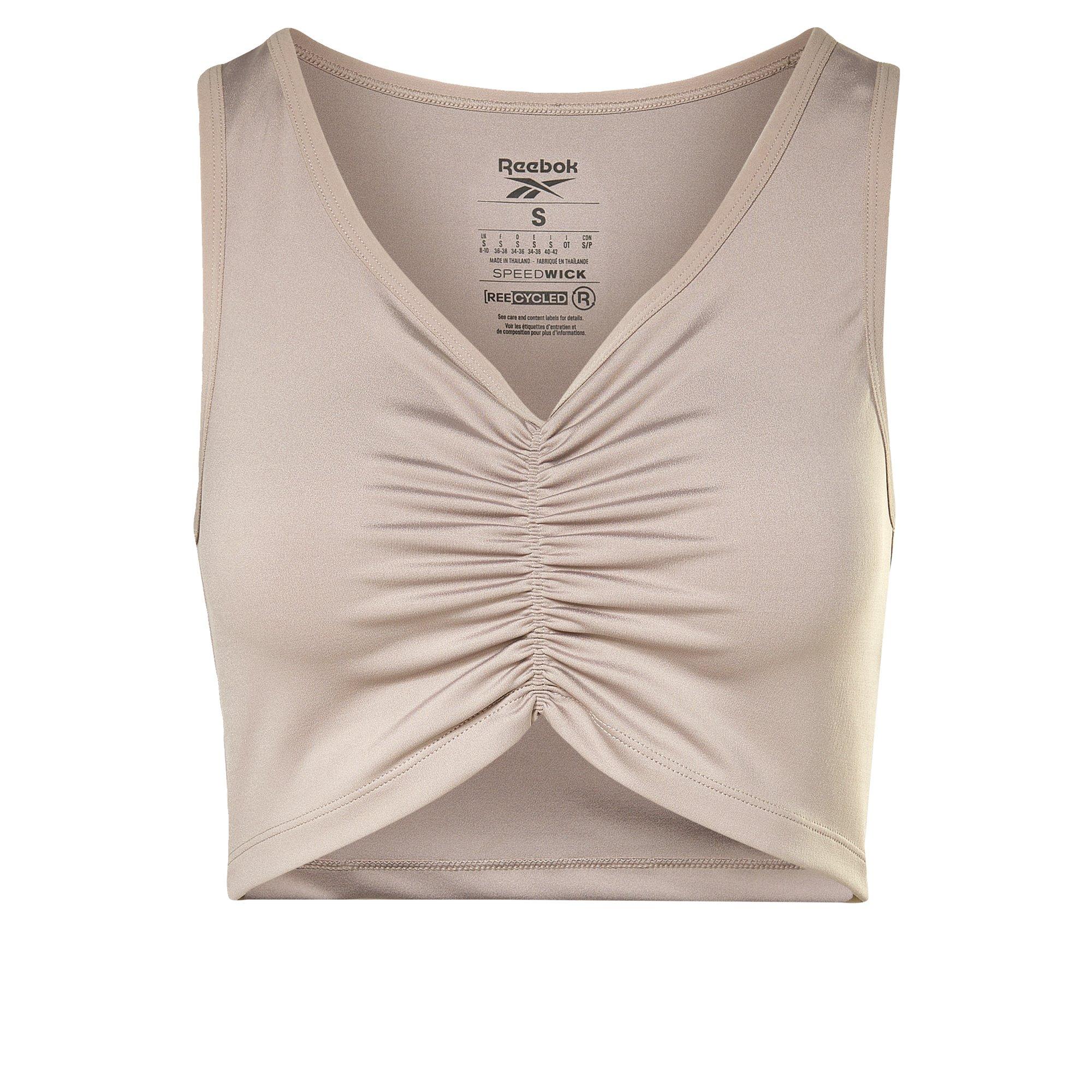 Boulder Grey - Reebok - Studio Ruched Cropped Tank Top Womens