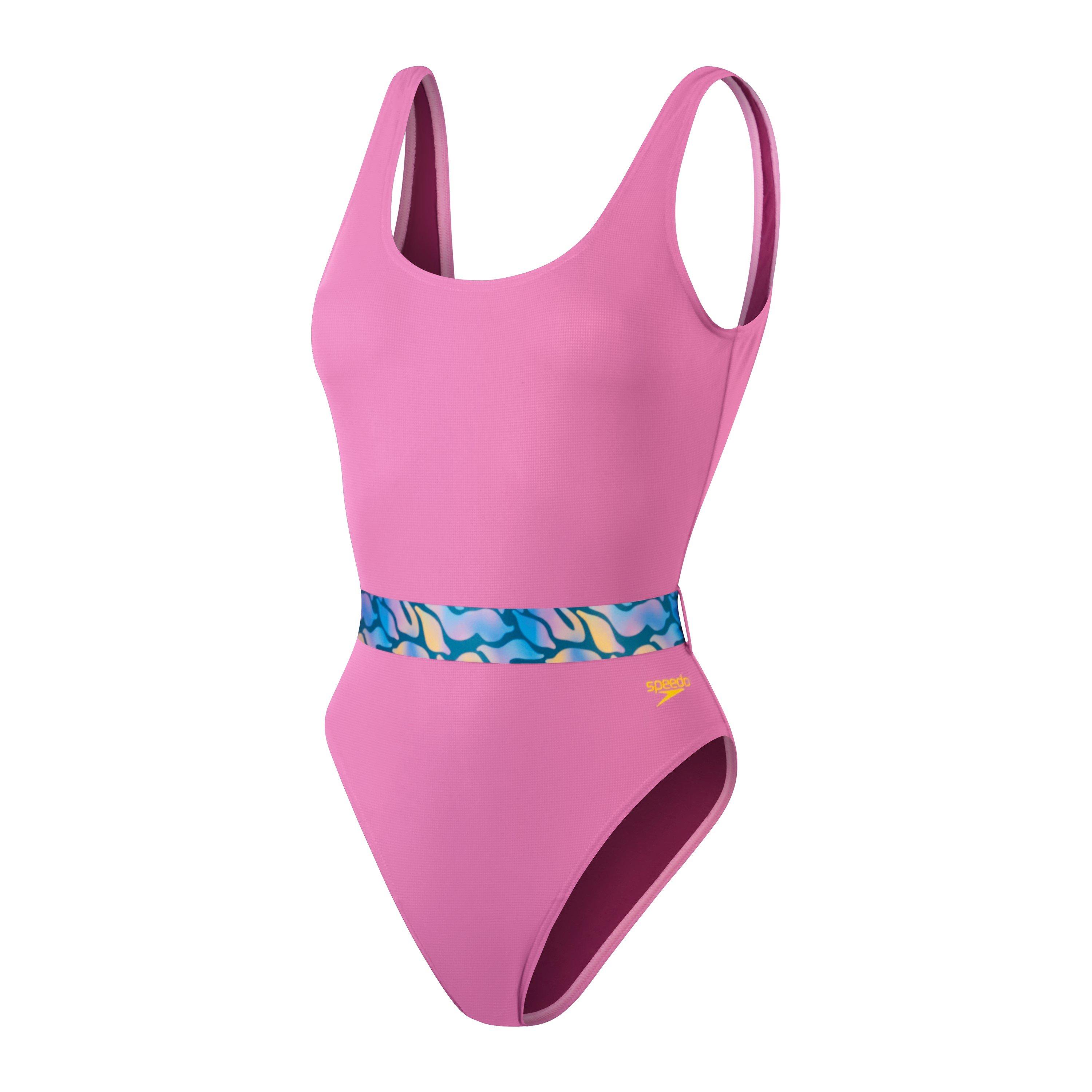 Speedo Women's Belted Deep U-Back One Piece Swimsuit - Purple - 40 (2XL)