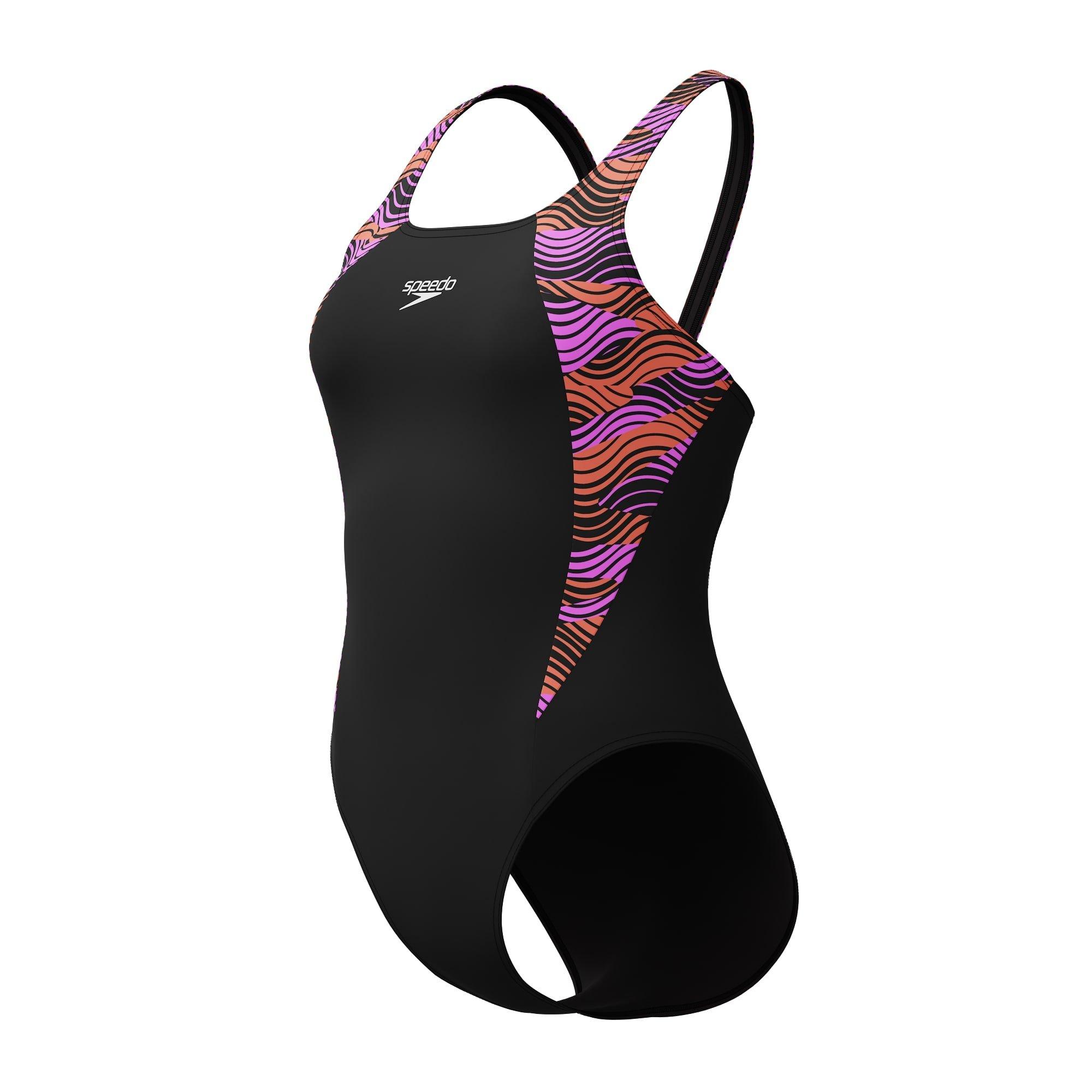 Blk/Neon Violet - Speedo - Hyber Boom Splice Muscle Back Swimsuit - 1