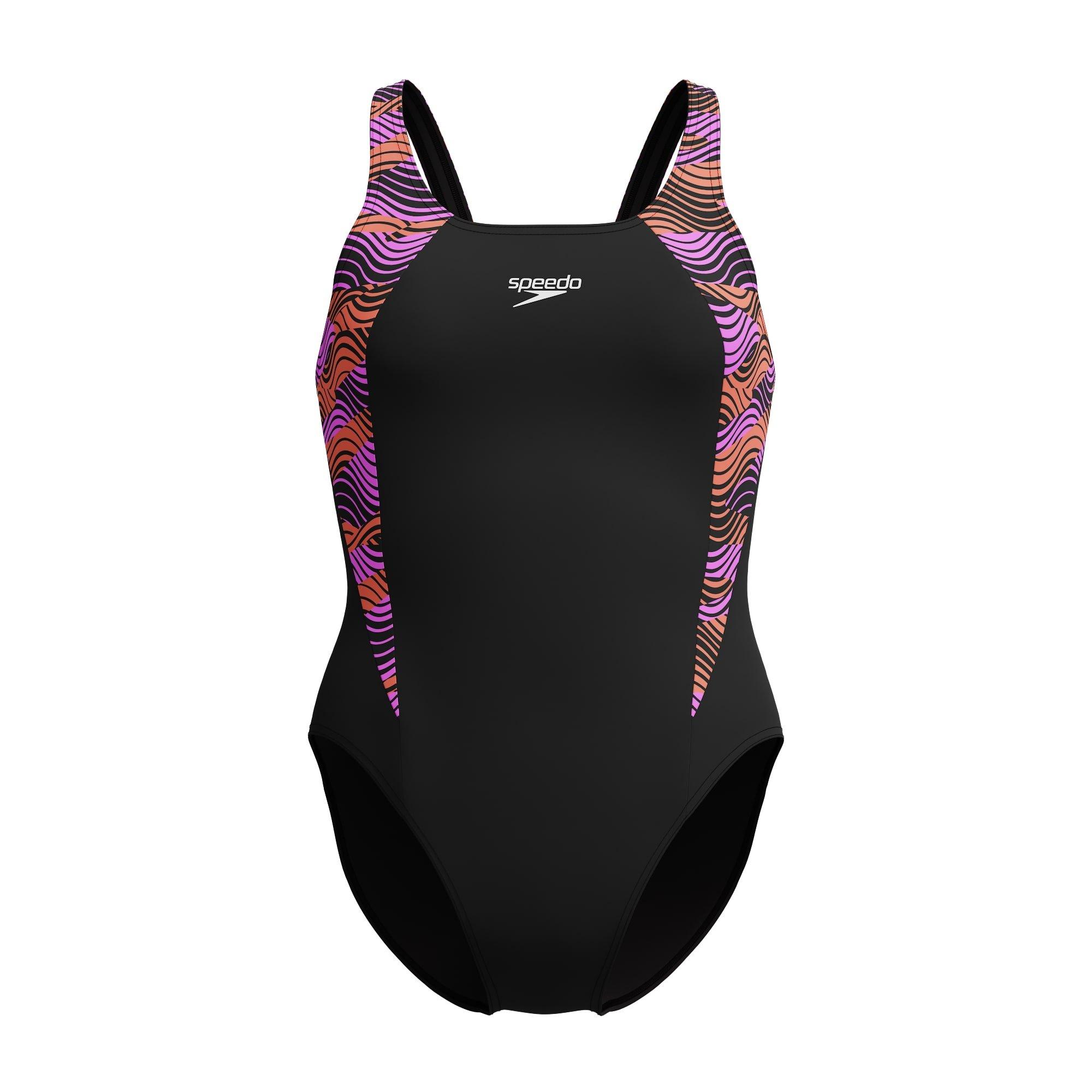 Blk/Neon Violet - Speedo - Hyber Boom Splice Muscle Back Swimsuit - 2