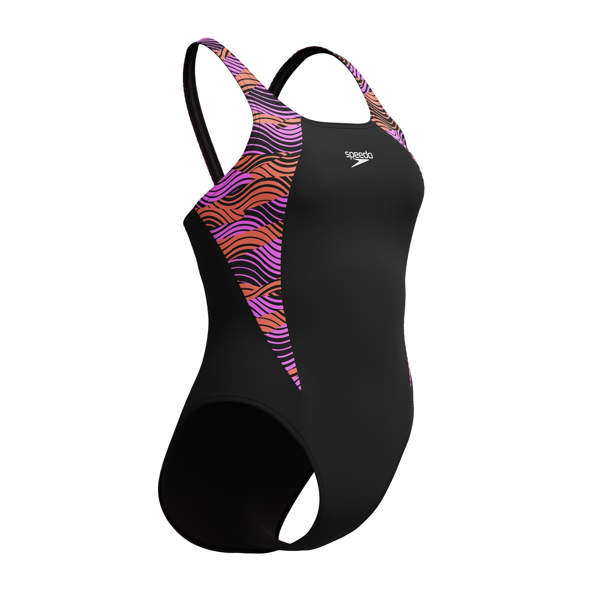 Blk/Neon Violet - Speedo - Hyber Boom Splice Muscle Back Swimsuit - 3