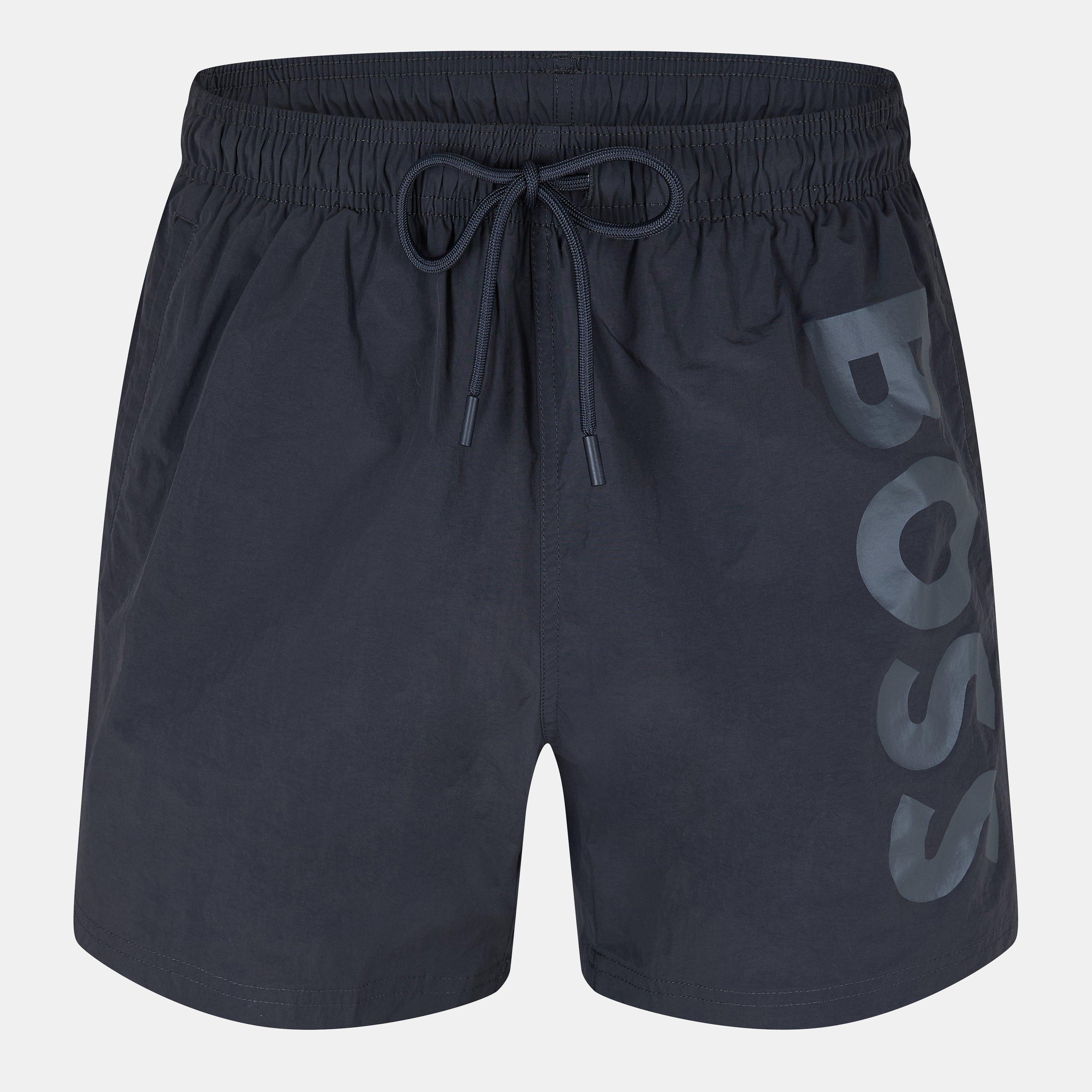Boss Men's Octopus Swim Shorts With Bold Branding - Dark Grey - 2XL