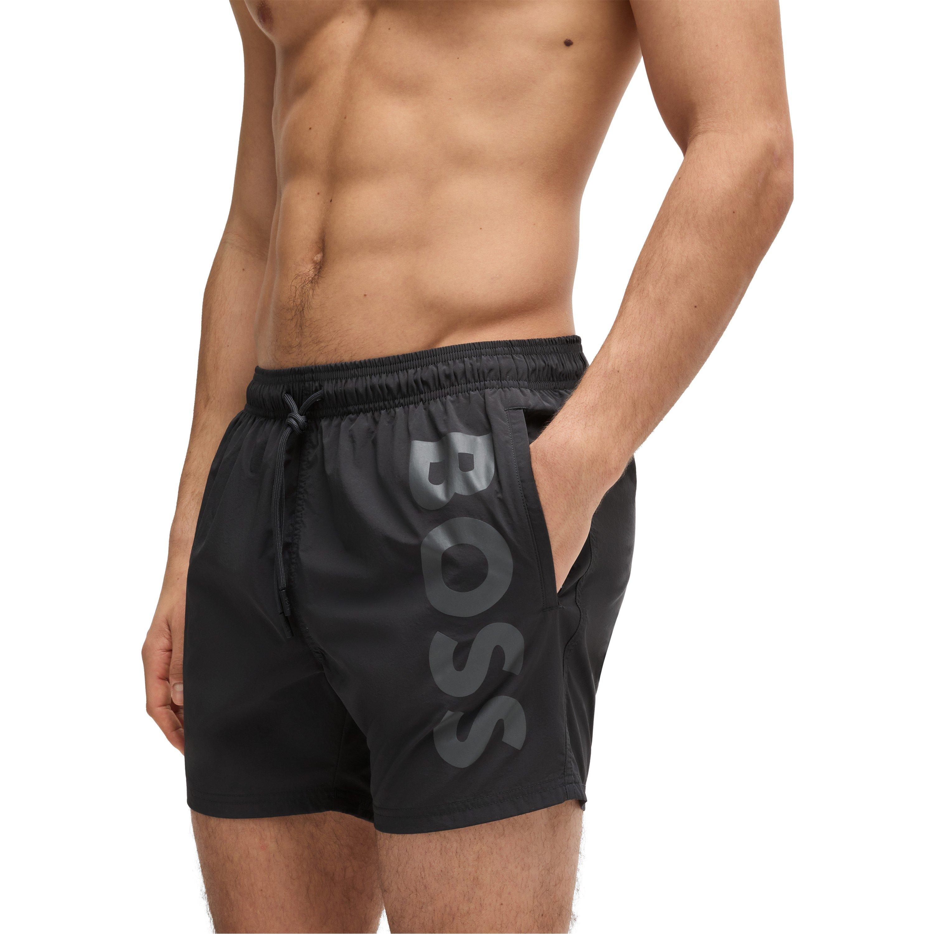 Dark Grey - Boss - Men's Octopus Swim Shorts with Bold  Branding - 4