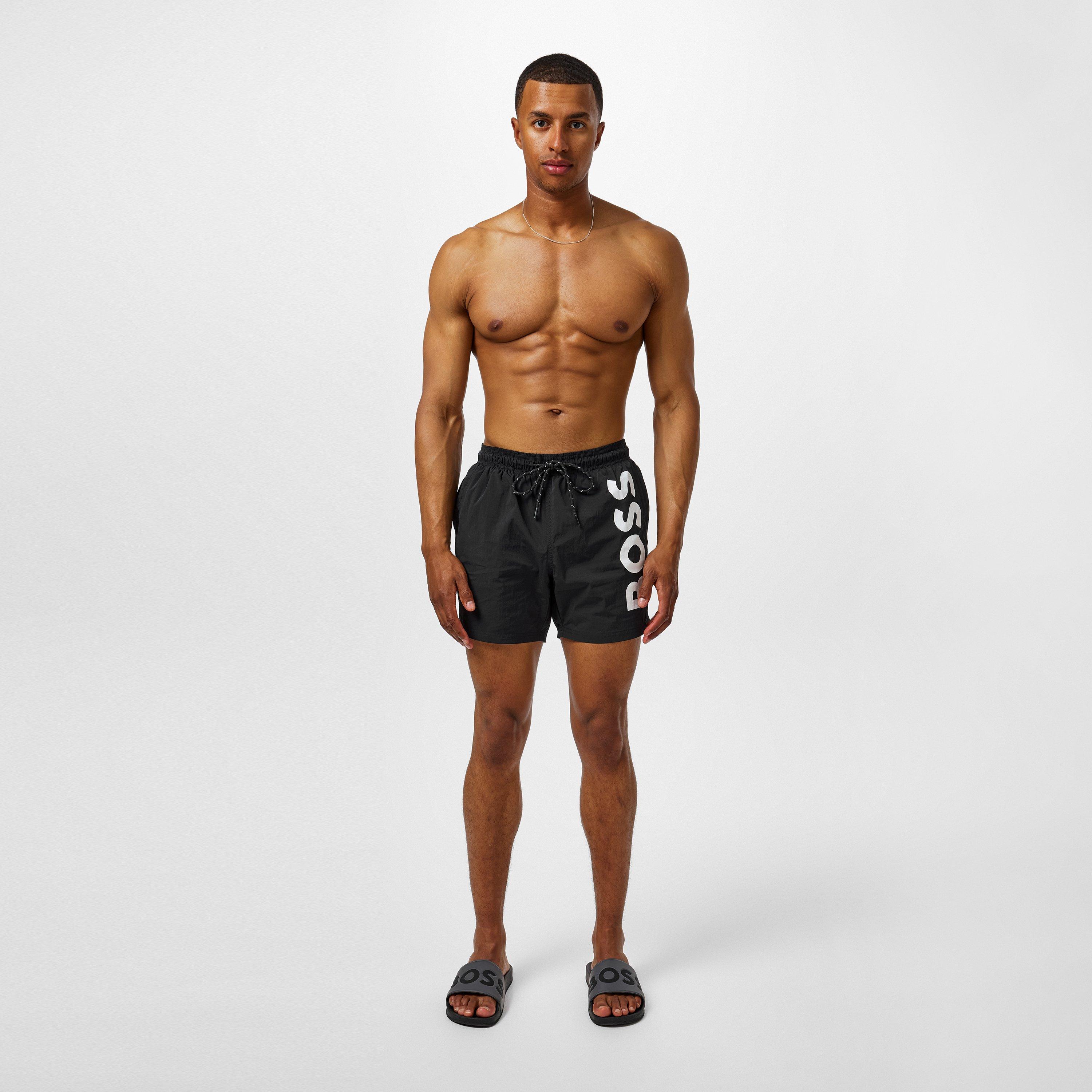 Black 007 - Boss - Men's Octopus Swim Shorts with Bold  Branding - 5