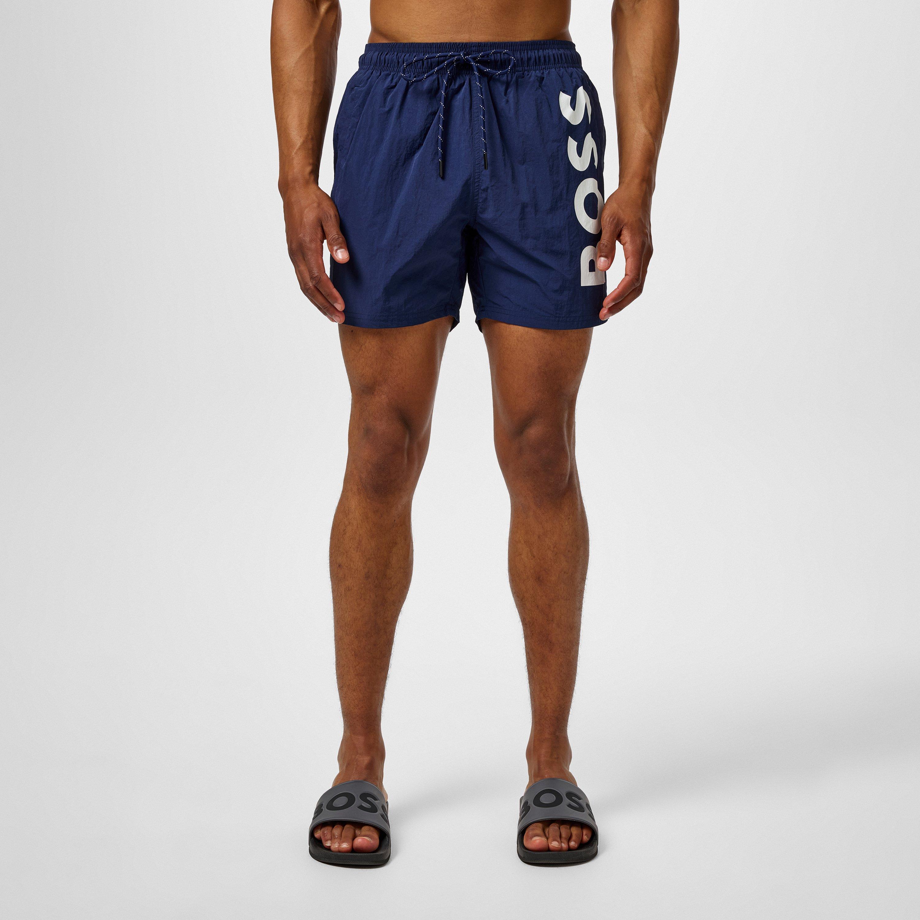 Boss Men's Octopus Swim Shorts With Bold Branding - Navy 413 - L