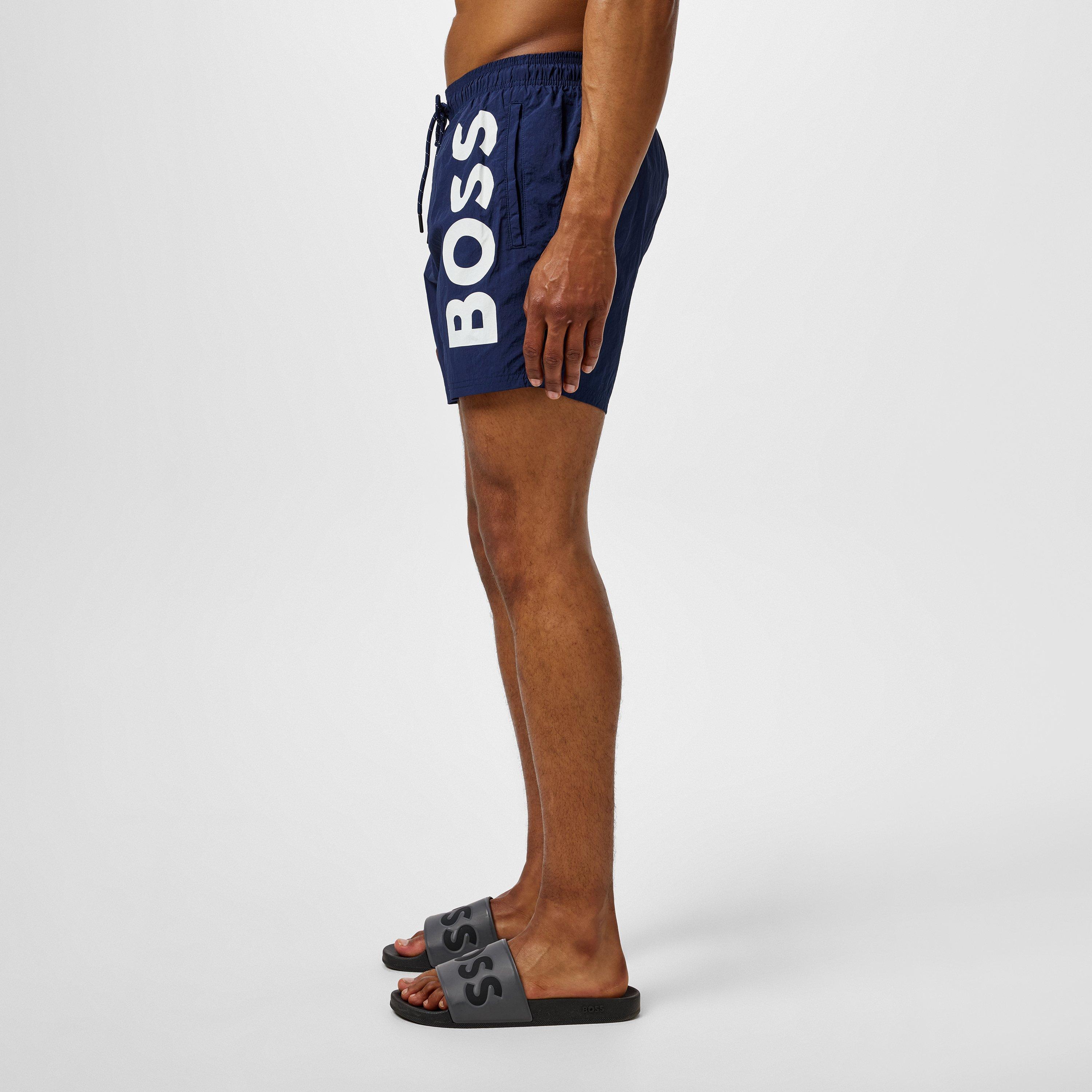 Navy 413 - Boss - Men's Octopus Swim Shorts with Bold  Branding - 2