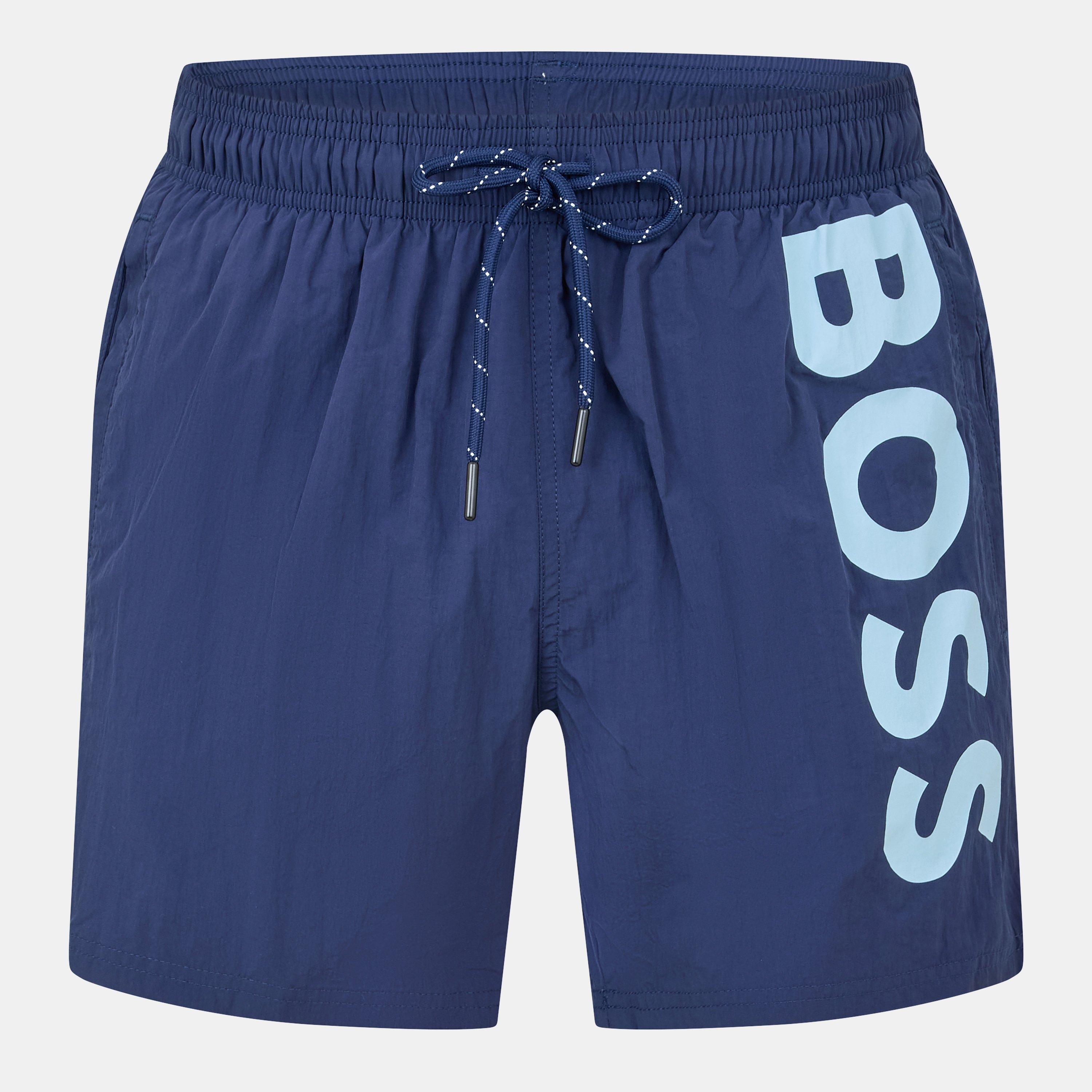 Boss Men's Octopus Swim Shorts with Bold Branding - Navy - S