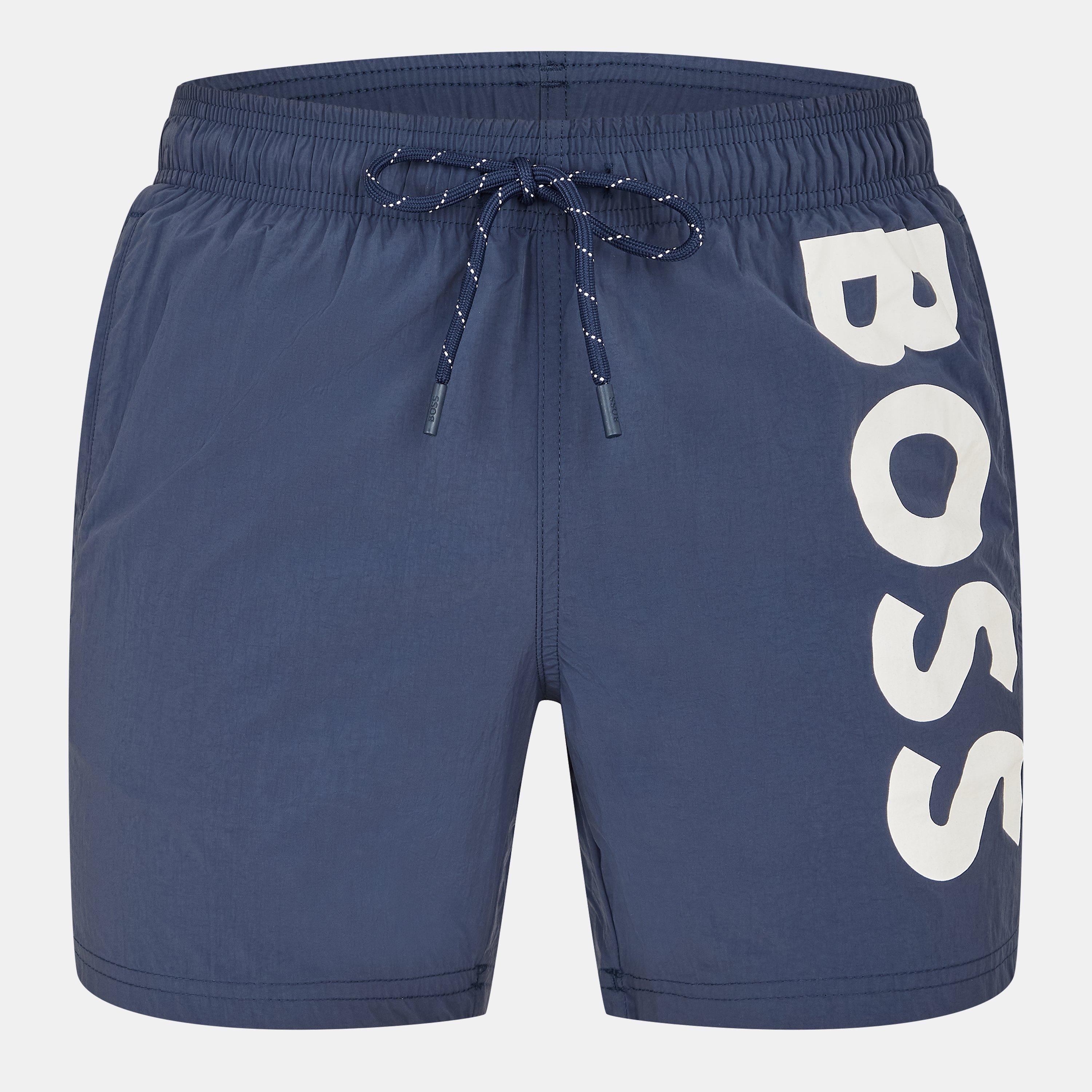 Navy - Boss - Men's Octopus Swim Shorts with Bold Branding - 1