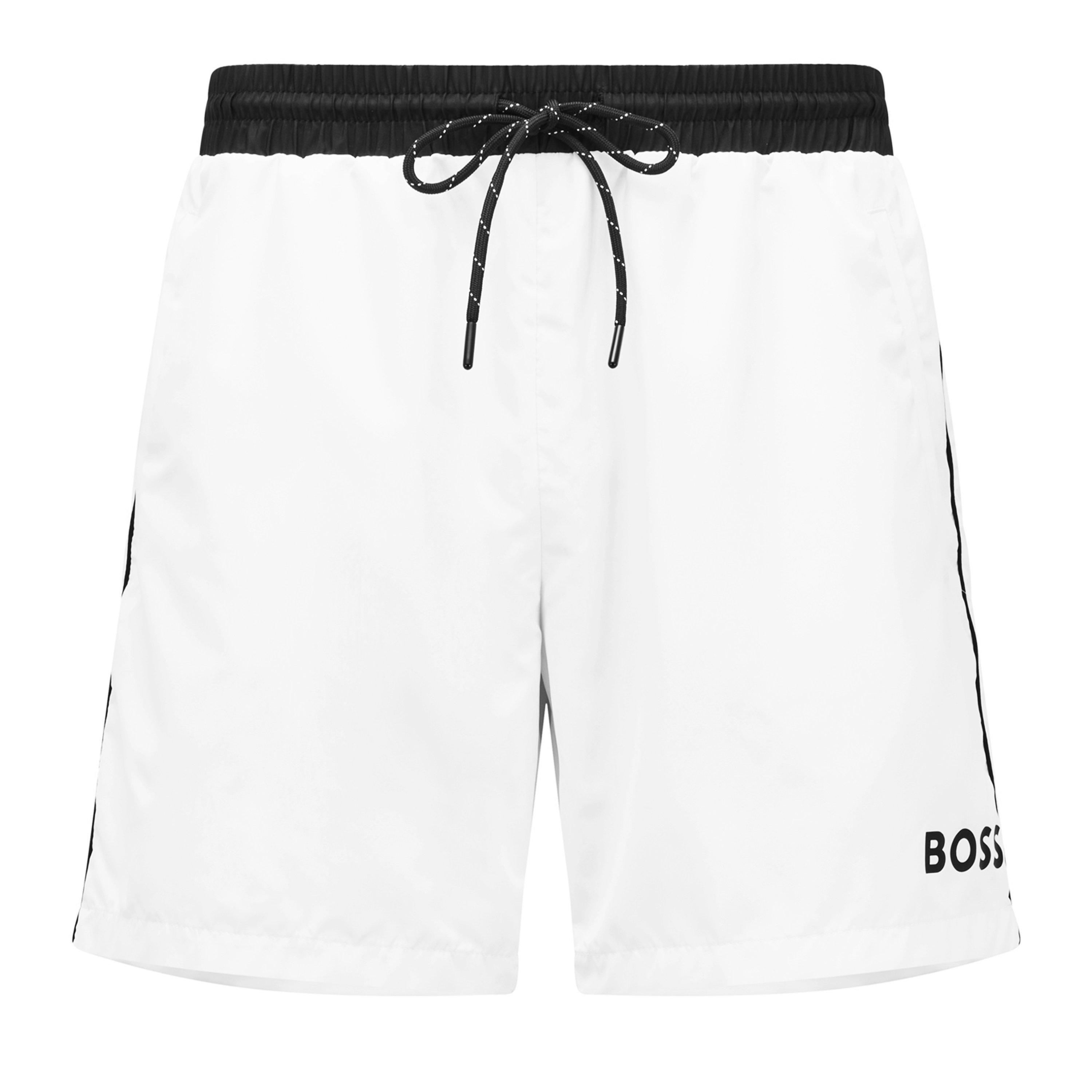 Boss Mens BOSS Bodywear Starfish Swim Shorts - Breathable Mesh - White/Black 100