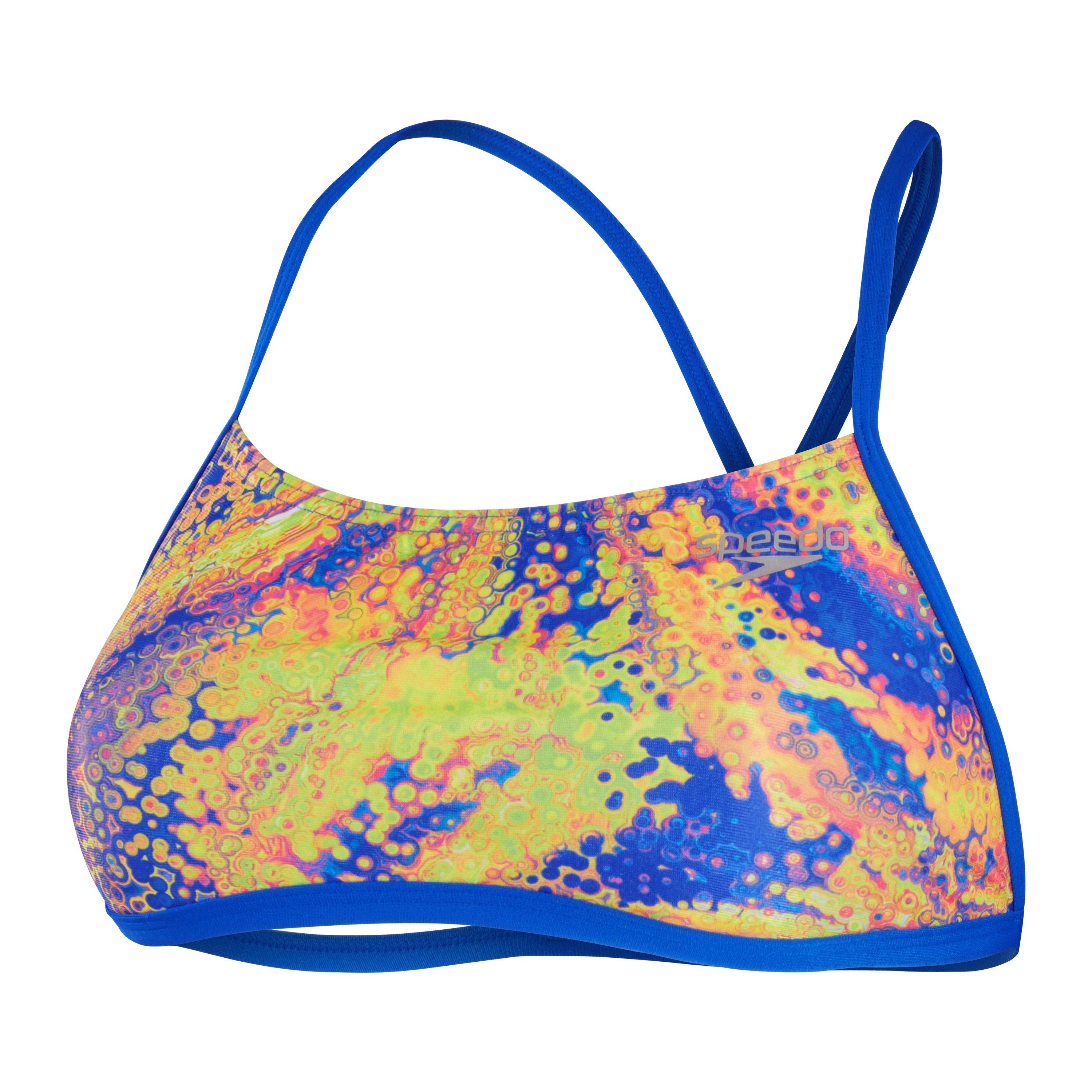 Speedo Women's Alov Digi Crop Top Bikini - Pink/Yellow - 26