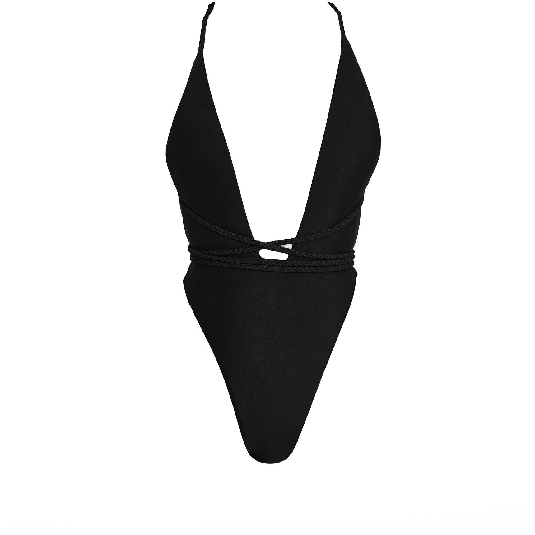 Black - Mars The Label - Women's Fishtail Swim Plunge Swimsuit - 5