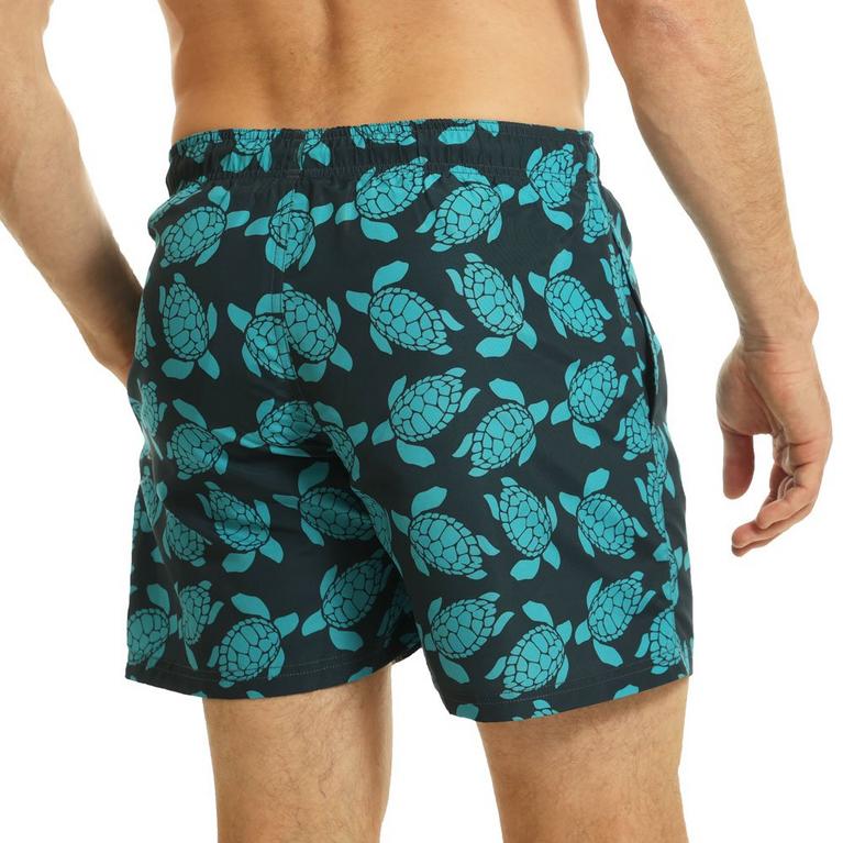 Marine/Turquoise - Ript - Turtle Print Swim Shorts waisted Mens - 5