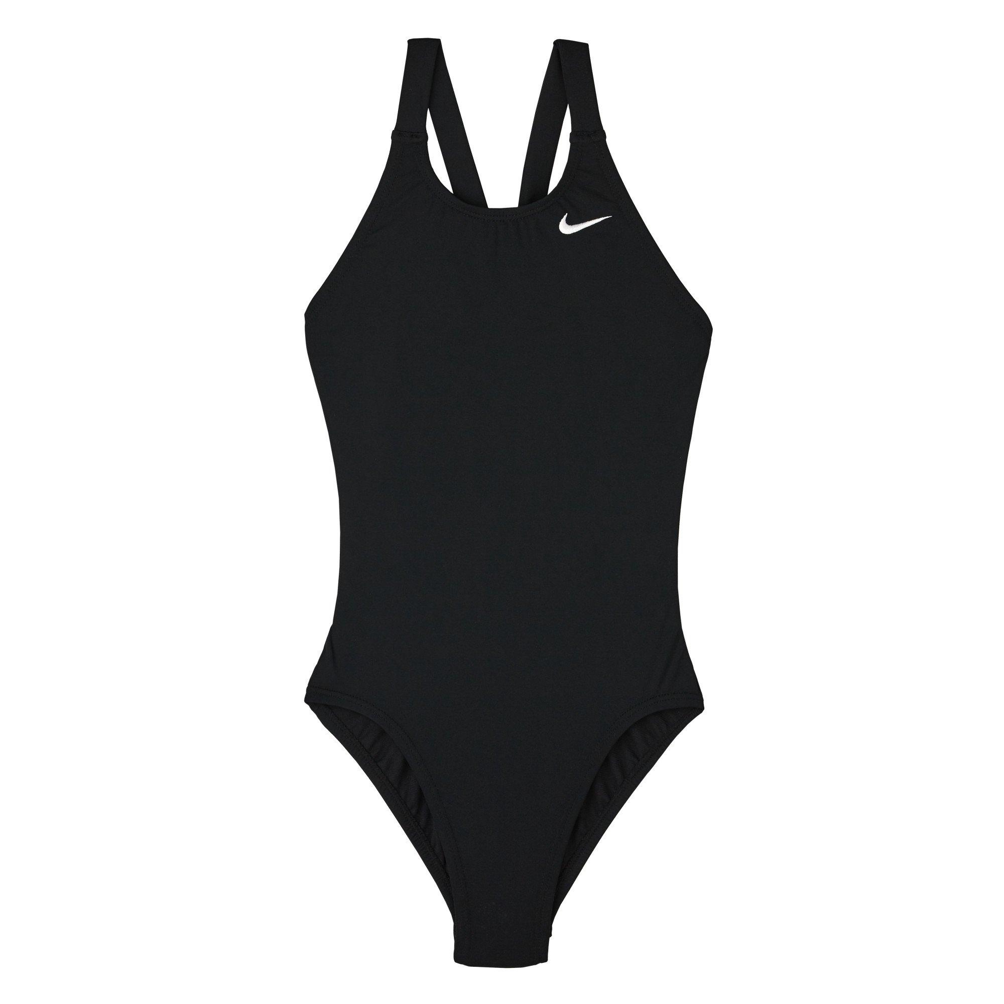 Nike Girls Solid Swimsuit - Black - 13 (XL)