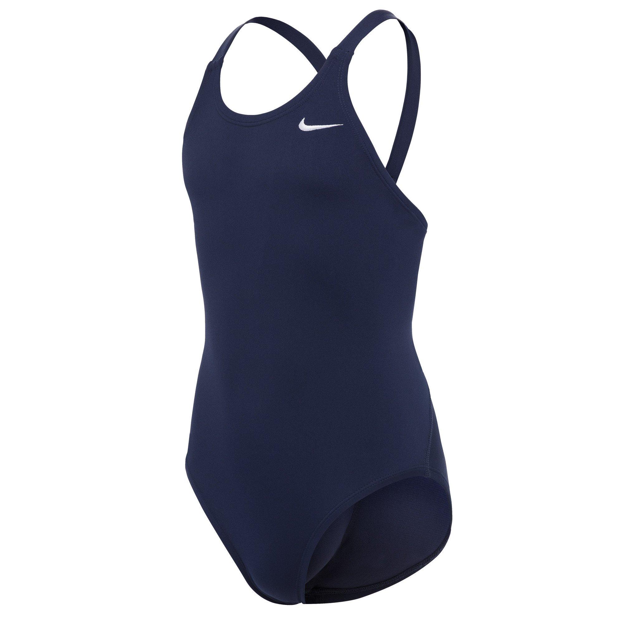 Nike Girls Solid Swimsuit - Midnight Navy - 11-12 (L)
