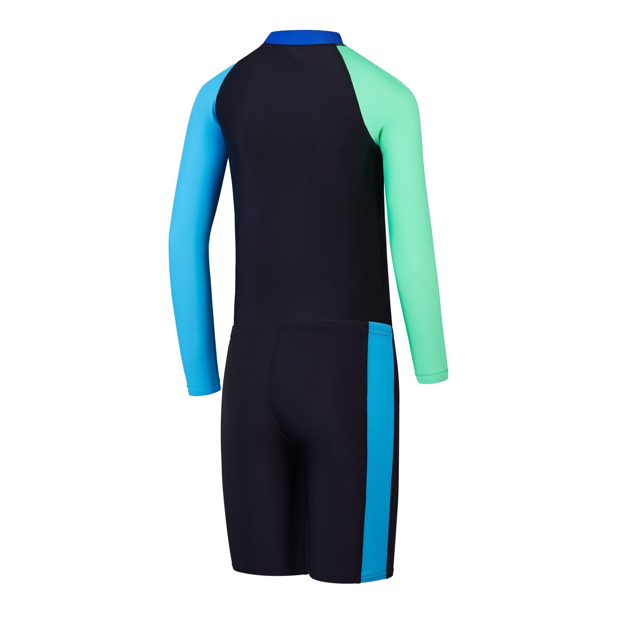 Black/H GR/P BL - Speedo - Colourblock Rash Top & Jammer Set - 2