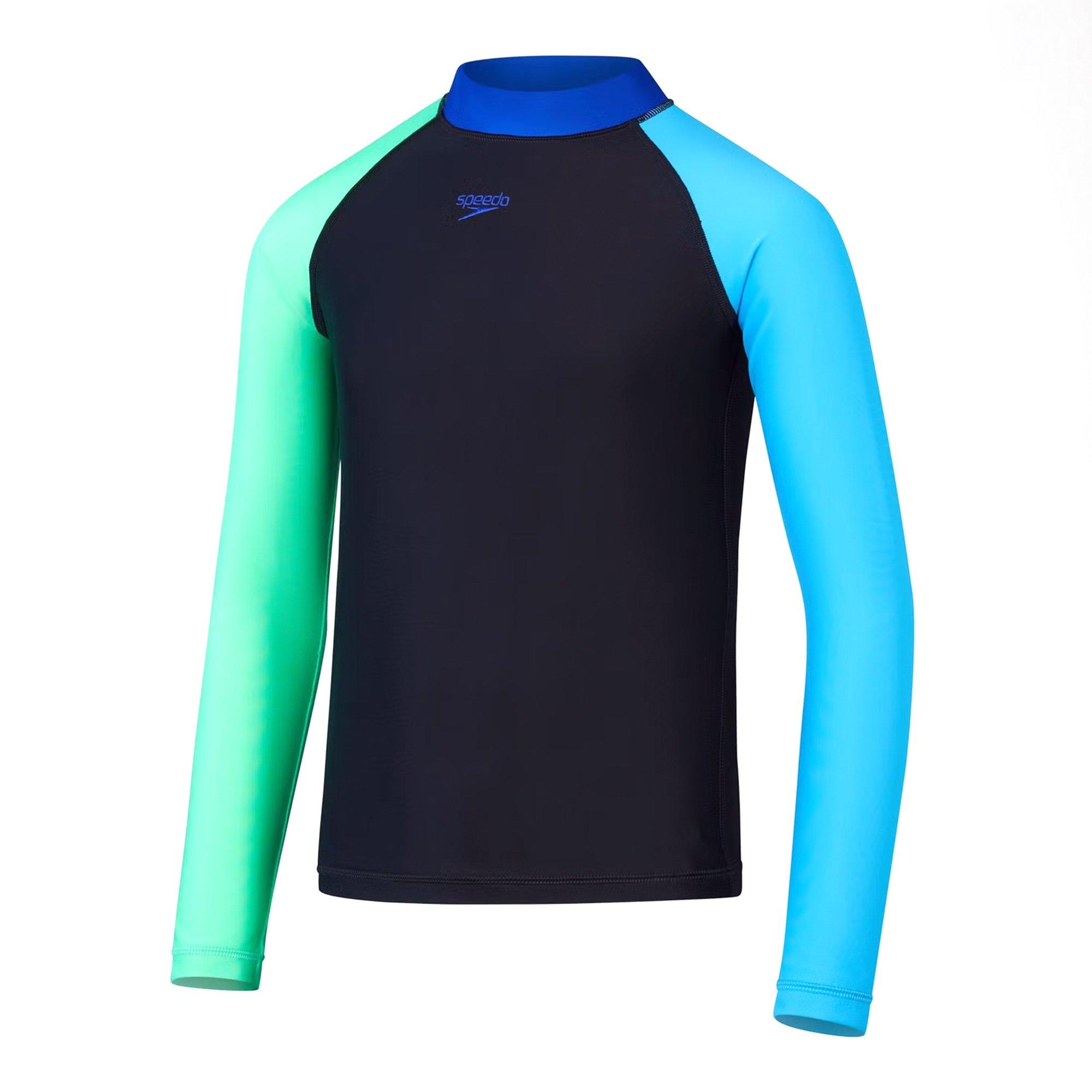 Black/H GR/P BL - Speedo - Colourblock Rash Top & Jammer Set - 3