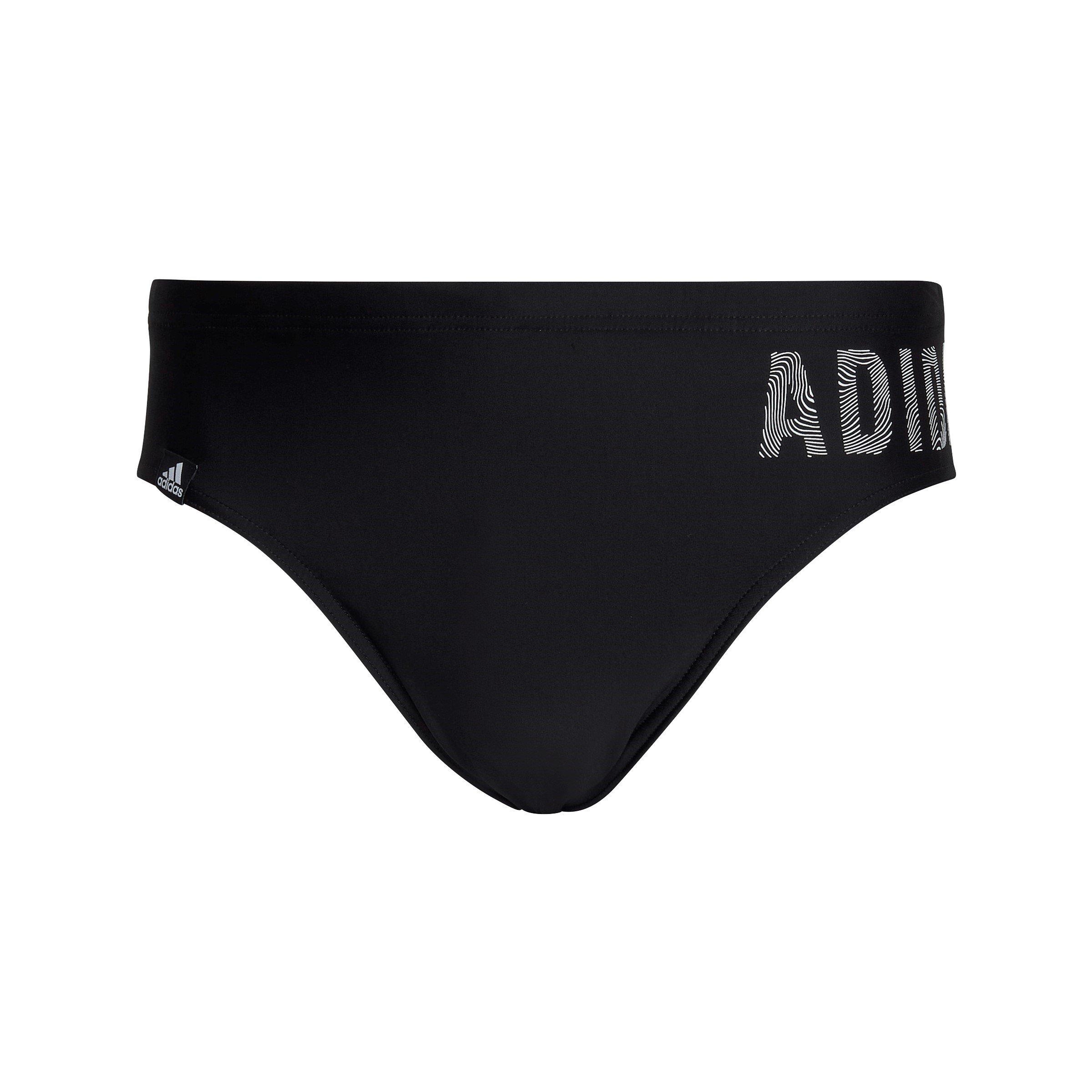 Black/Imp - adidas - Logo Swim Trunks - 1