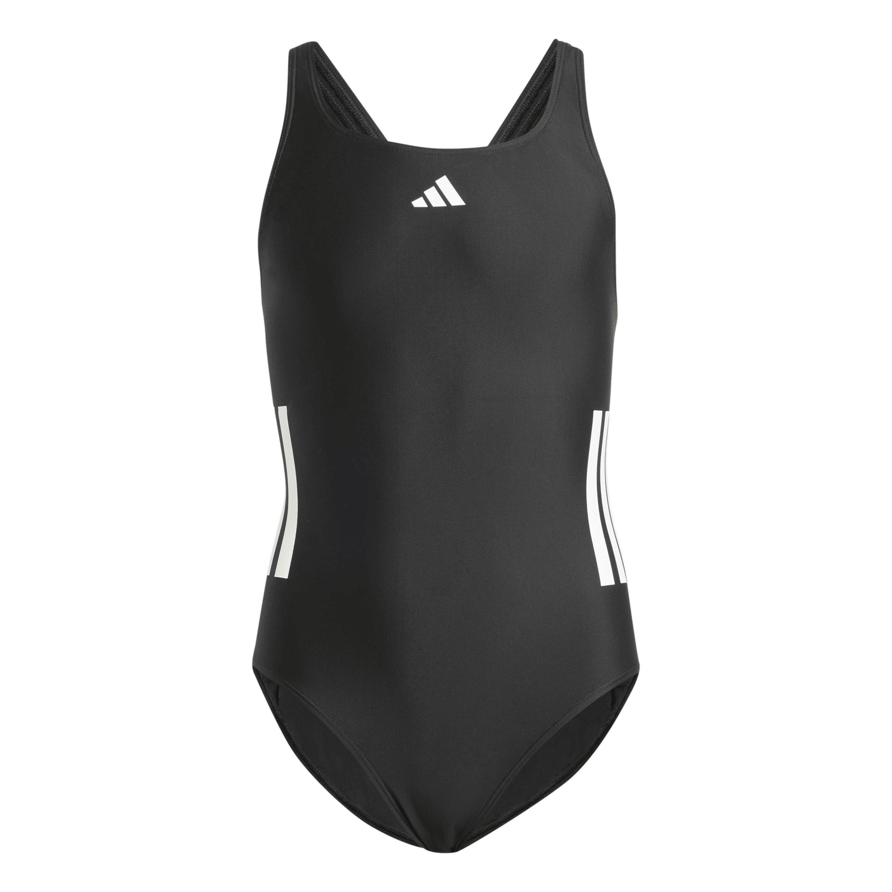 Black / White - adidas - Three Stripe Swimsuit Junior Girls - 1