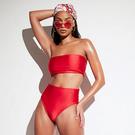 Rouge - Ensemble bikini avec haut bandeau et bas taille haute à jambes hautes - ISAWITFIRST Slinky Bandeau Bikini Set - 1