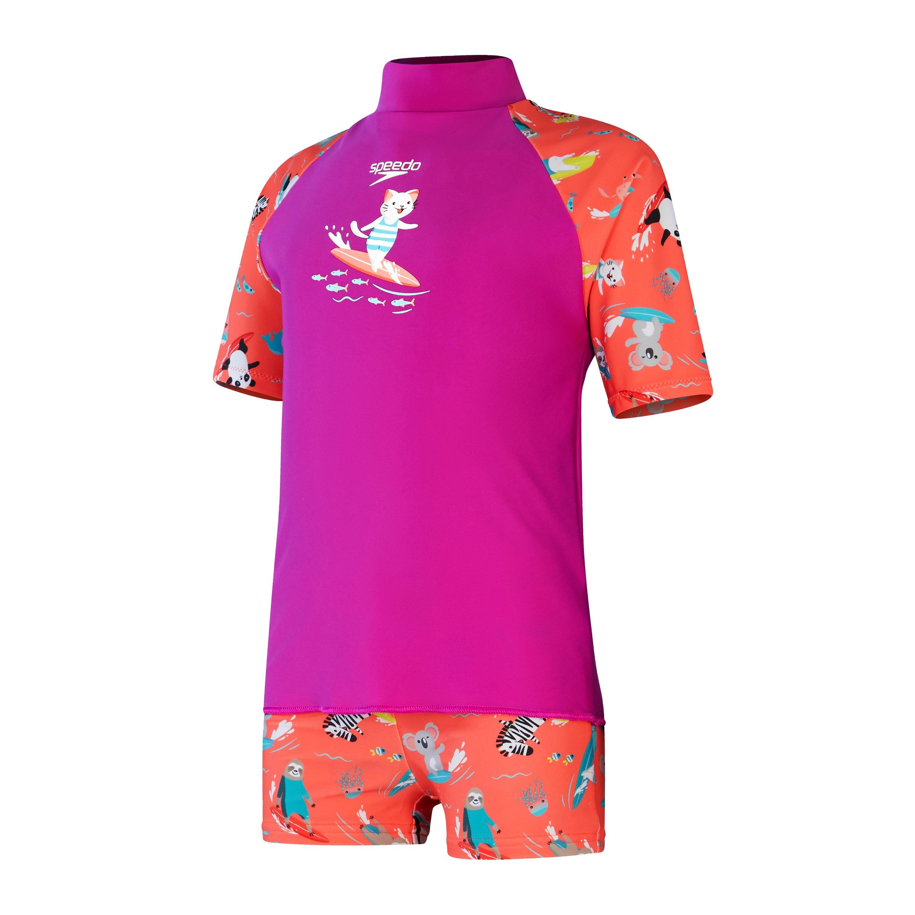 Purple/Pink - Speedo - Kids' Rash Top Set - 1