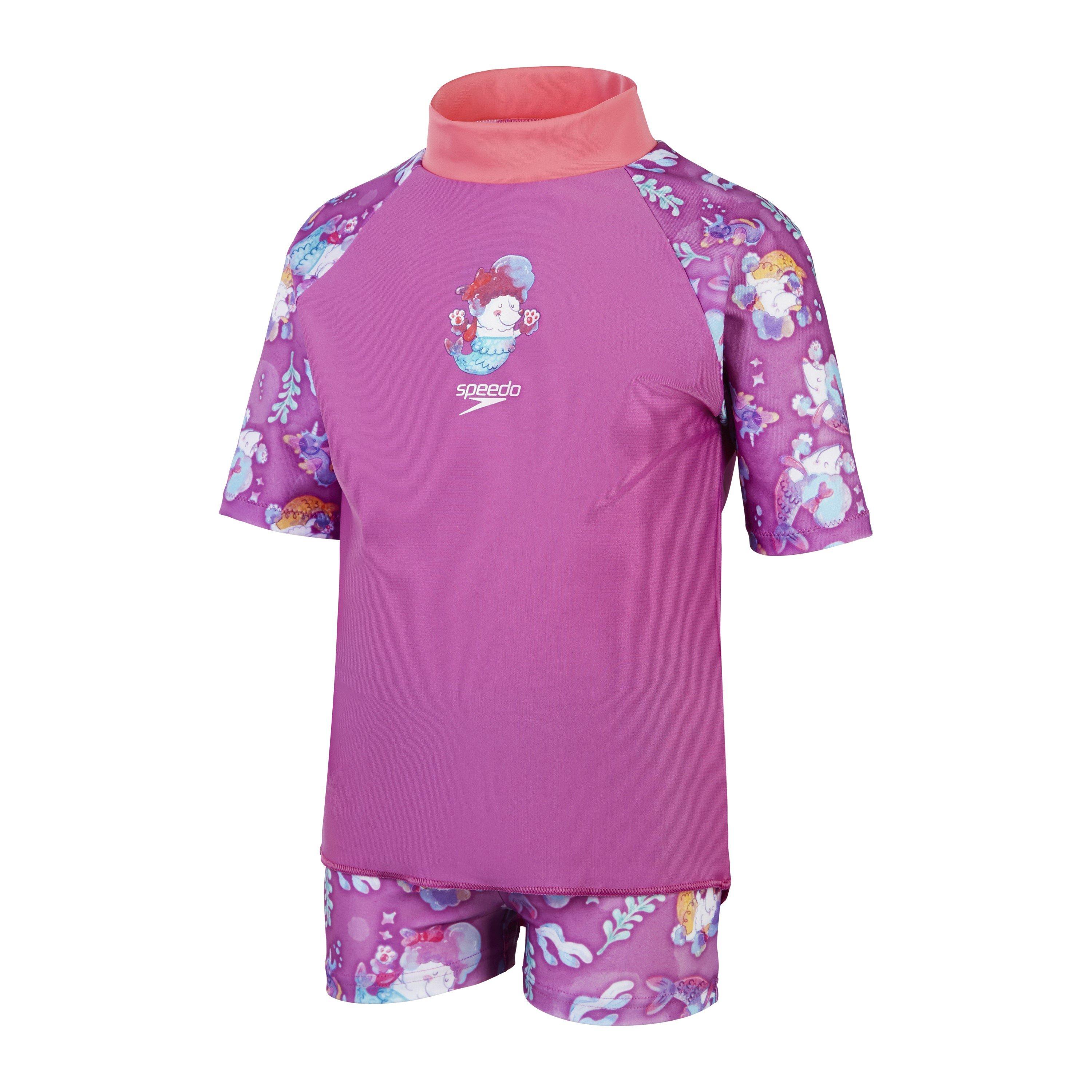 Pink/Pink - Speedo - Kids' Rash Top Set One Piece Swimsuit - 1